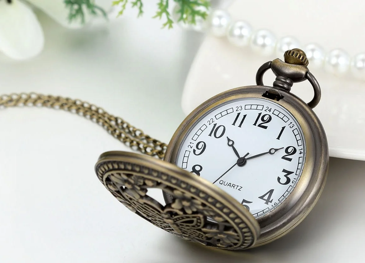 JewelryWe Prezent na Dzień Matki, retro zegarek kieszonkowy z łańcuszkiem, dla kobiet i mężczyzn, analogowy, kwarcowy, zegarek łańcuszkowy, wisiorek z łańcuszkiem, prezent dla kobiet i mężczyzn, Typ