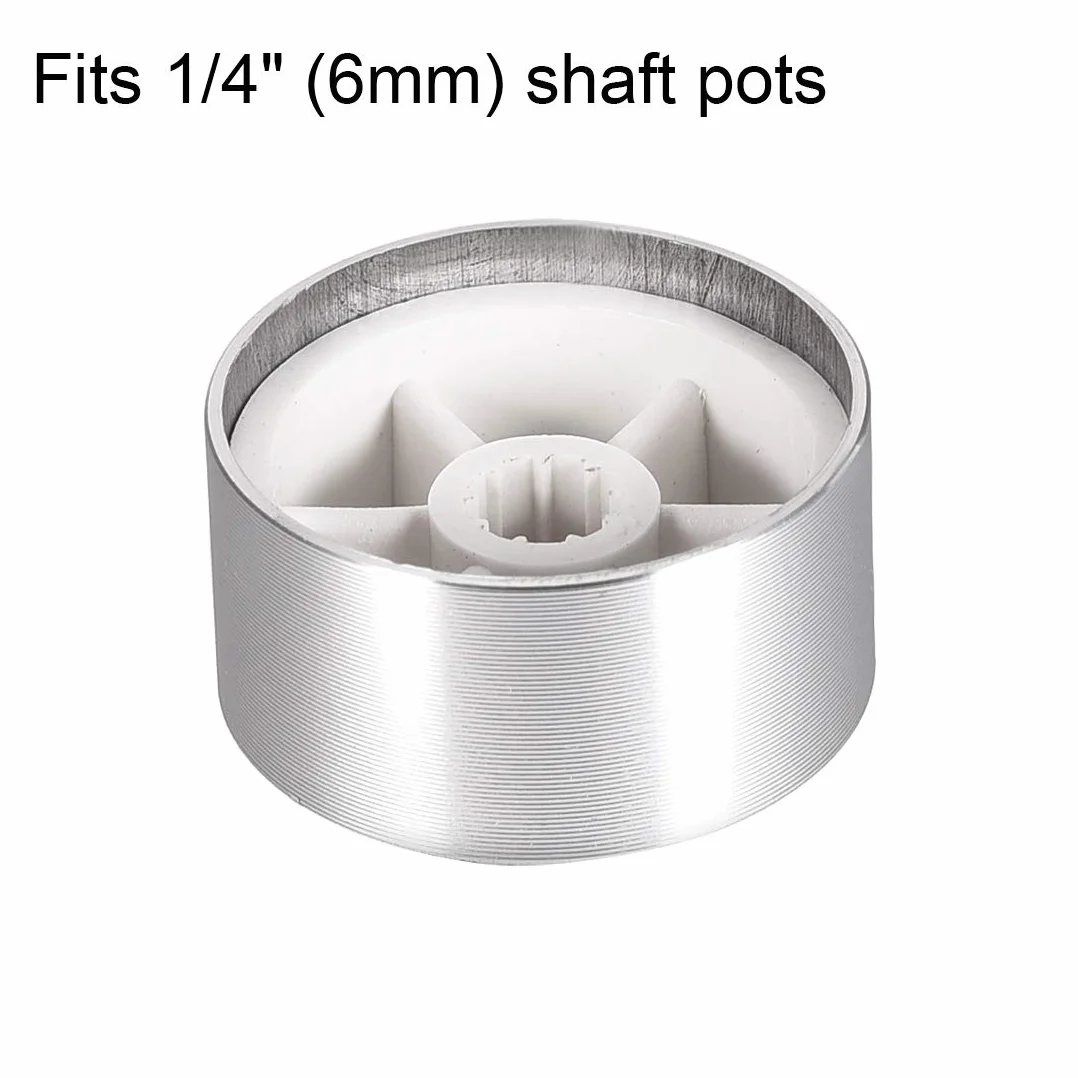 sourcing map 5 szt. potencjometr gałka z radełkowanym wałem aluminium gładka powierzchnia pokrętło regulacji objętości pokrętło 25 mm x 13 mm srebrne