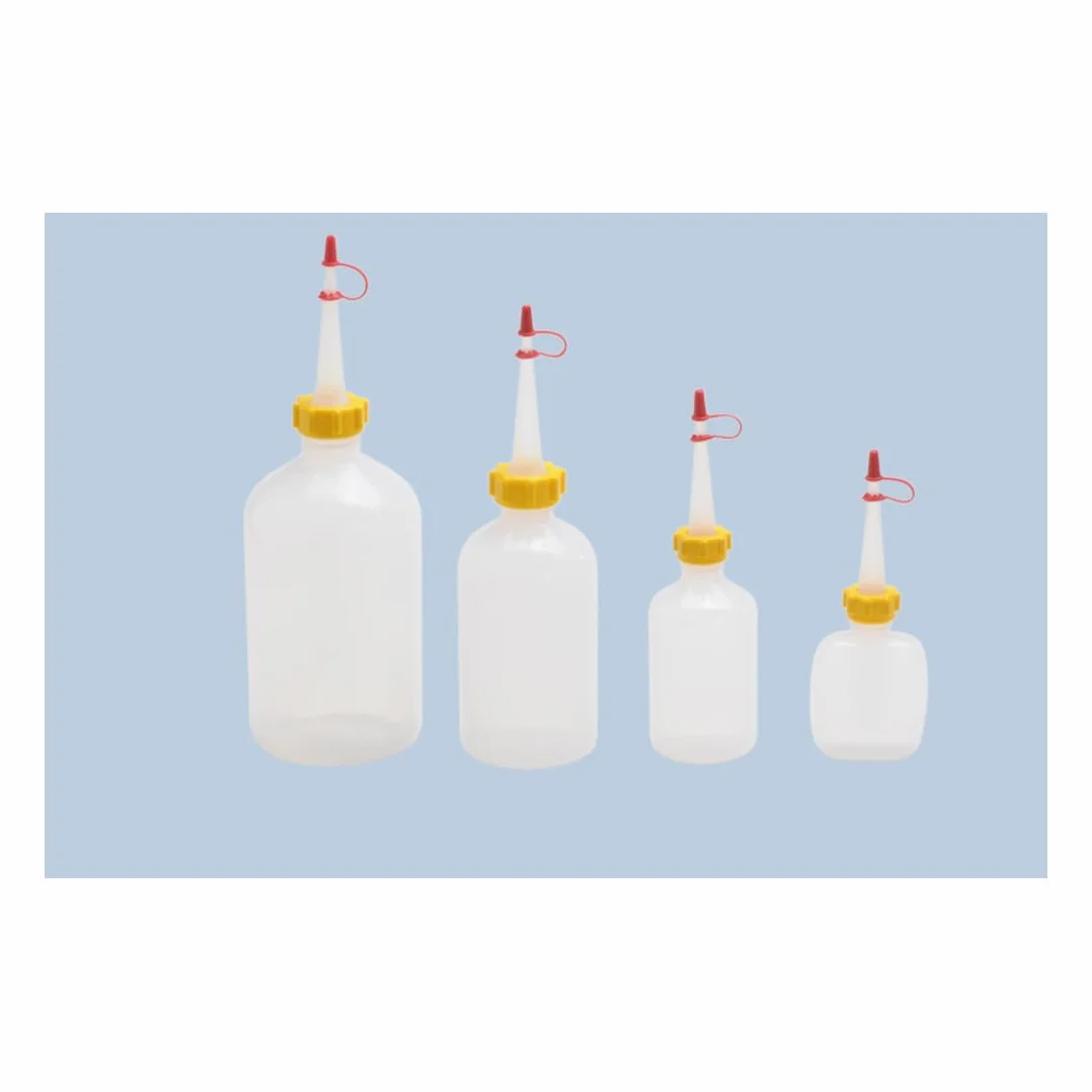 hünersdorff Butelka do wyciskania 500 ml, LD-PE, nadaje się do kontaktu z żywnością, do wyjątkowo precyzyjnego dozowania, ze stabilną nakrętką złączkową i zamknięciem zapobiegającym kapaniu, do kuchni, laboratorium lub hobby