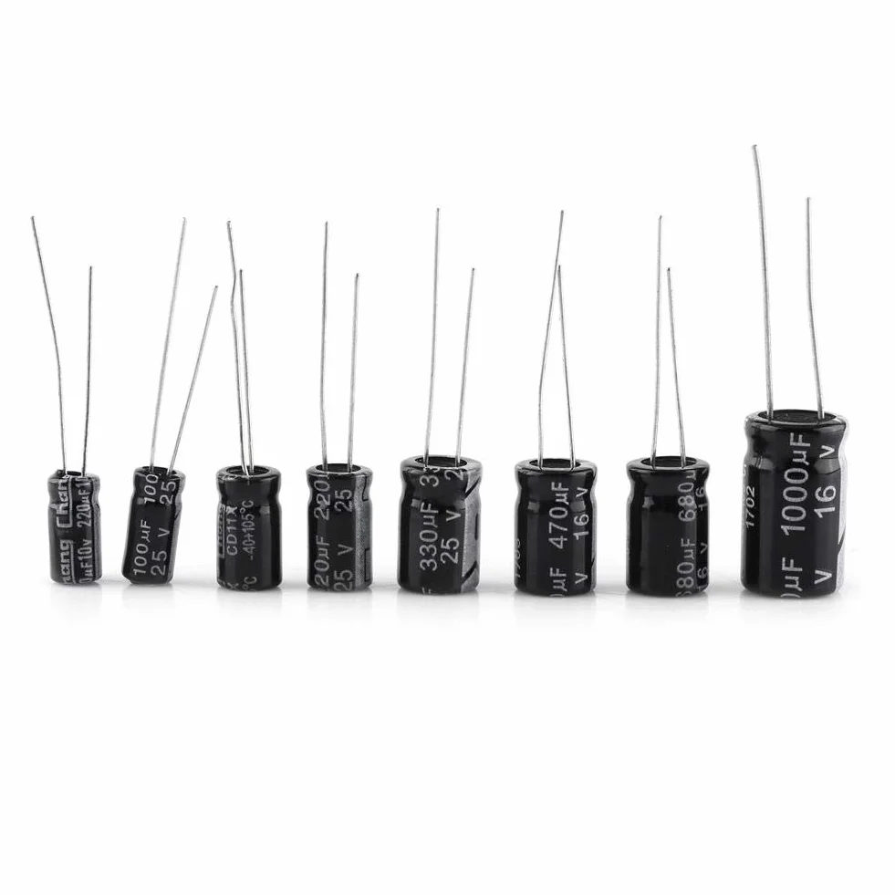 Kondensator, elektrolytkondensator 500 stycken 24 värden 10V ~ 50V aluminium elektrolytkondensator sortiment lådesats 0.1UF till 1000UF