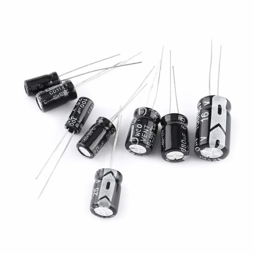 Kondensator, elektrolytkondensator 500 stycken 24 värden 10V ~ 50V aluminium elektrolytkondensator sortiment lådesats 0.1UF till 1000UF