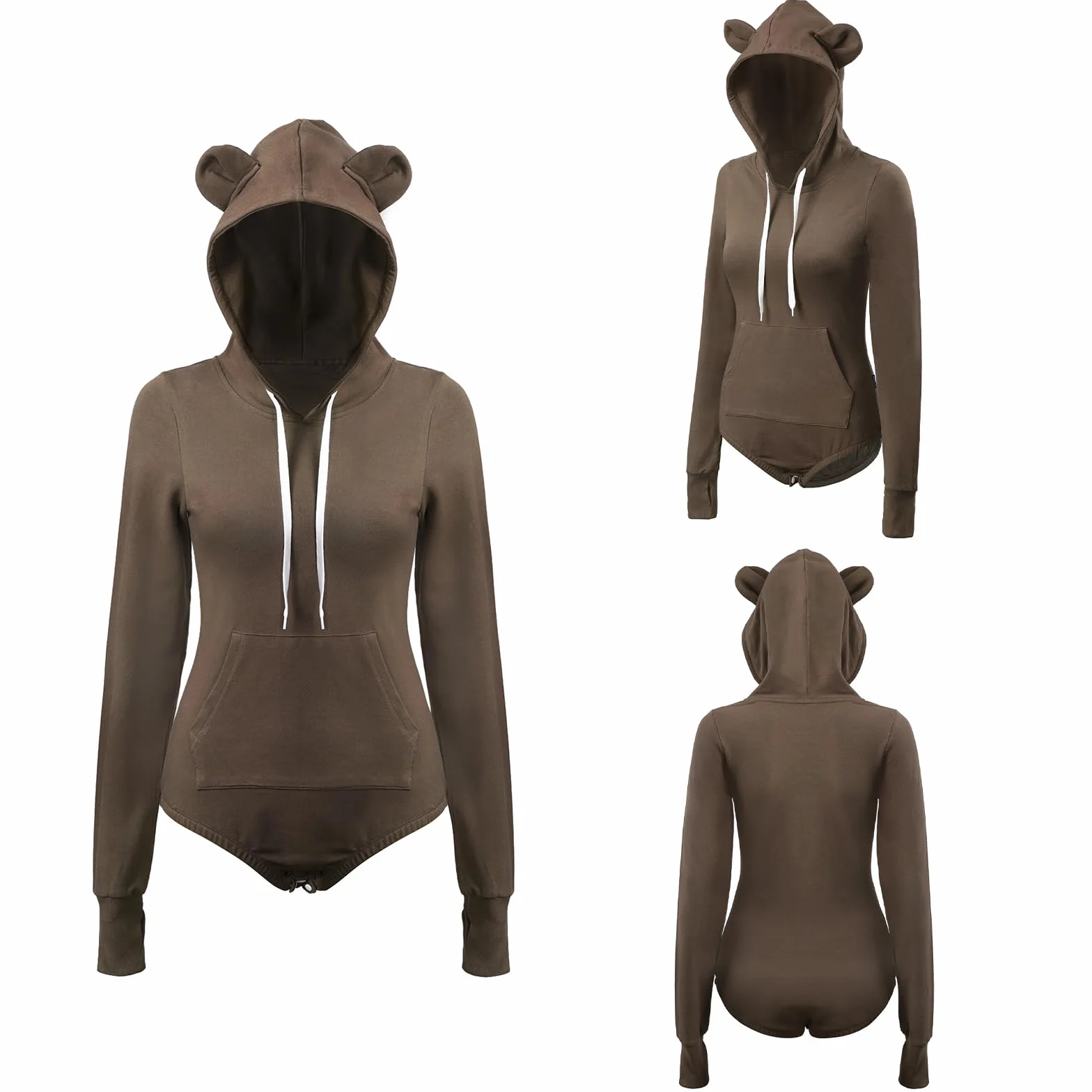 LittleForBig Bawełniany kombinezon jednoczęściowa piżama z kapturem body - przytulny miś bluza z kapturem Onesie