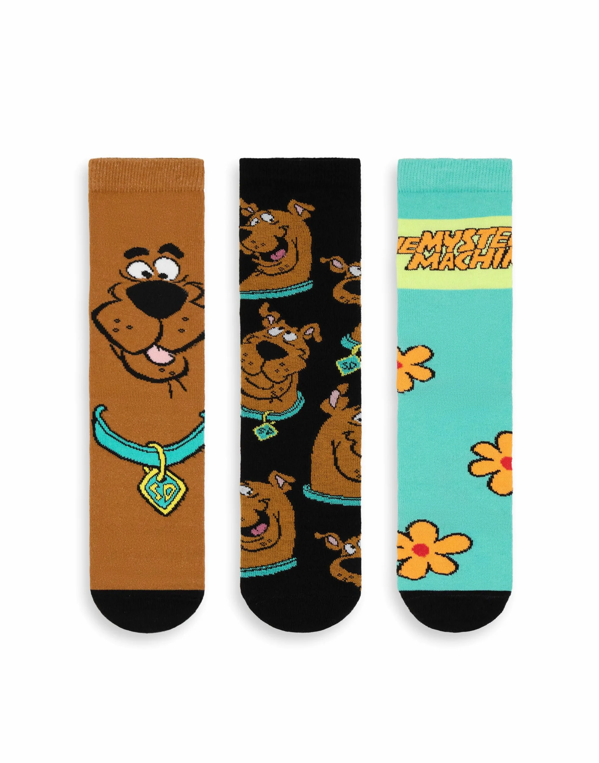 Scooby-Doo! Zestaw 3 skarpetek unisex z motywem Scooby Doo Mystery Machine w wielokolorowe paski