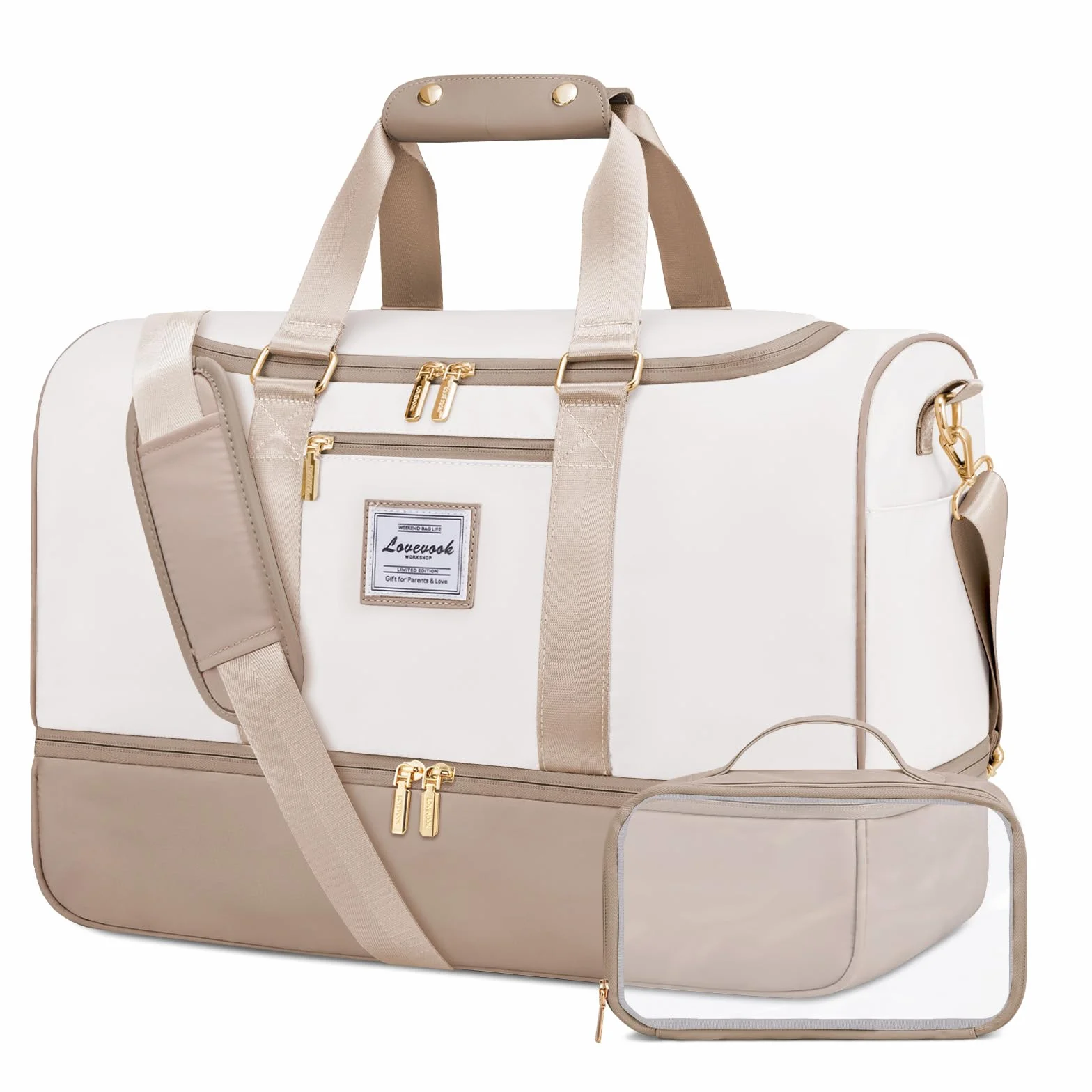 LOVEVOOK torba podróżna damska, torba weekendowa Travel Duffle Carry On Bag z kosmetyczką, kieszenią na buty i przegródką na mokre rzeczy, wodoszczelna torba sportowa Gym Yoga Bag, torba podręczna na