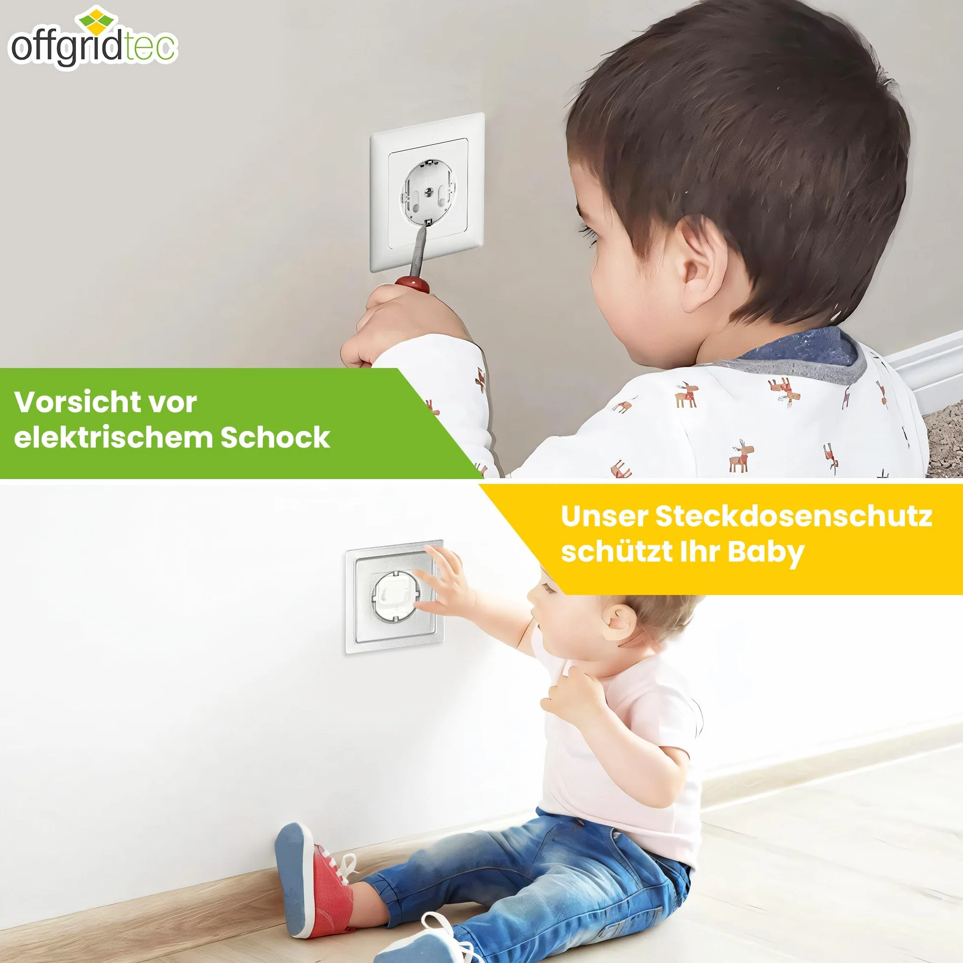 Offgridtec 007310 Zabezpieczenie przed Dziećmi do Gniazdka, Białe, 12 Sztuk