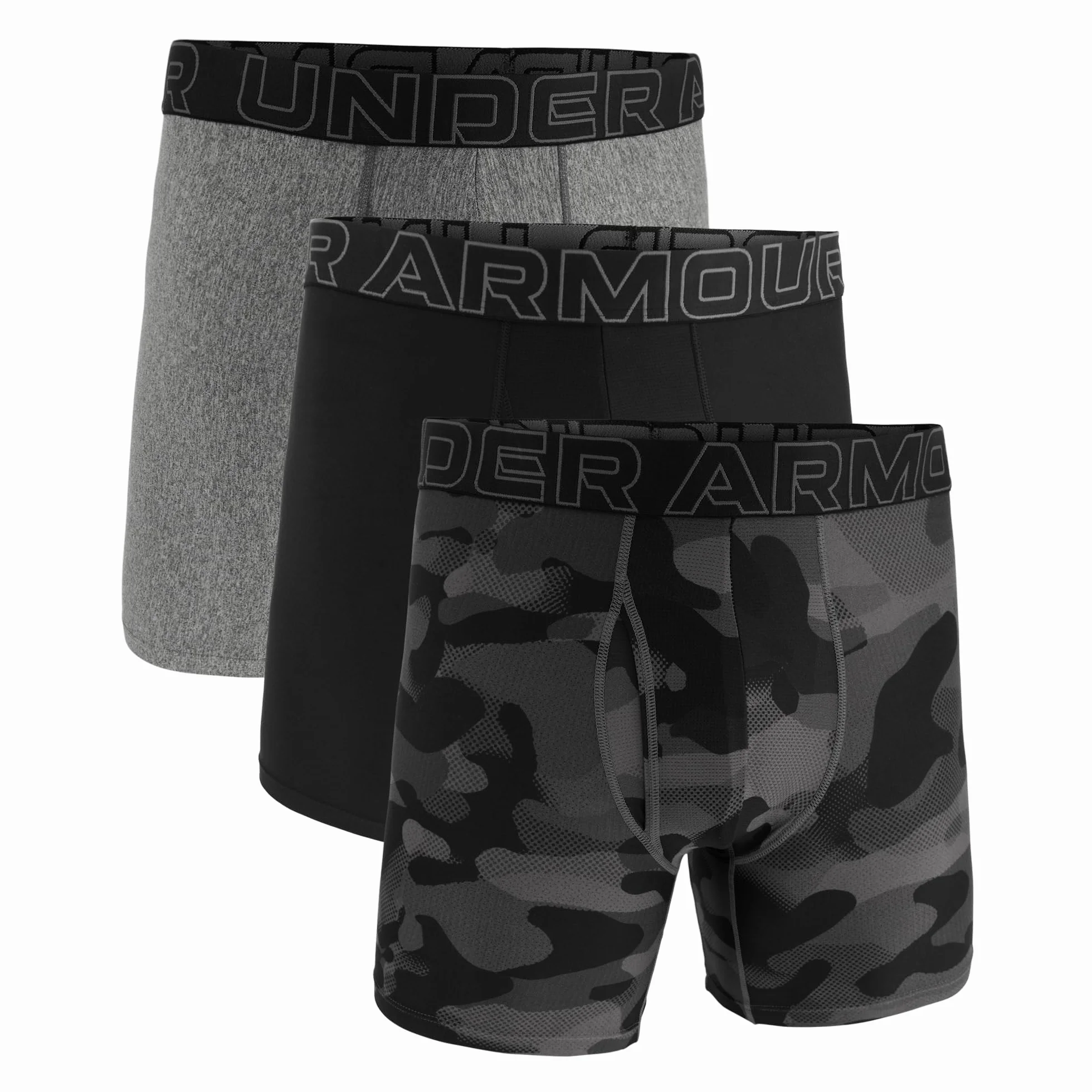 Under Armour Bielizna męska 15 cm Performance Tech Boxerjock - 3-pak, Czarny/szary/moro, L