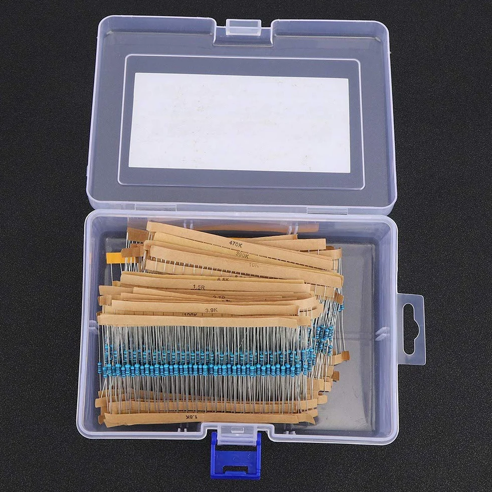 Zestaw 1460 rezystorów 1/4W 1% metalowych 73 wartości od 1 Ohm do 1 MOhm DIY elektronika prototypowanie dla projektów majsterkowania i eksperymentów