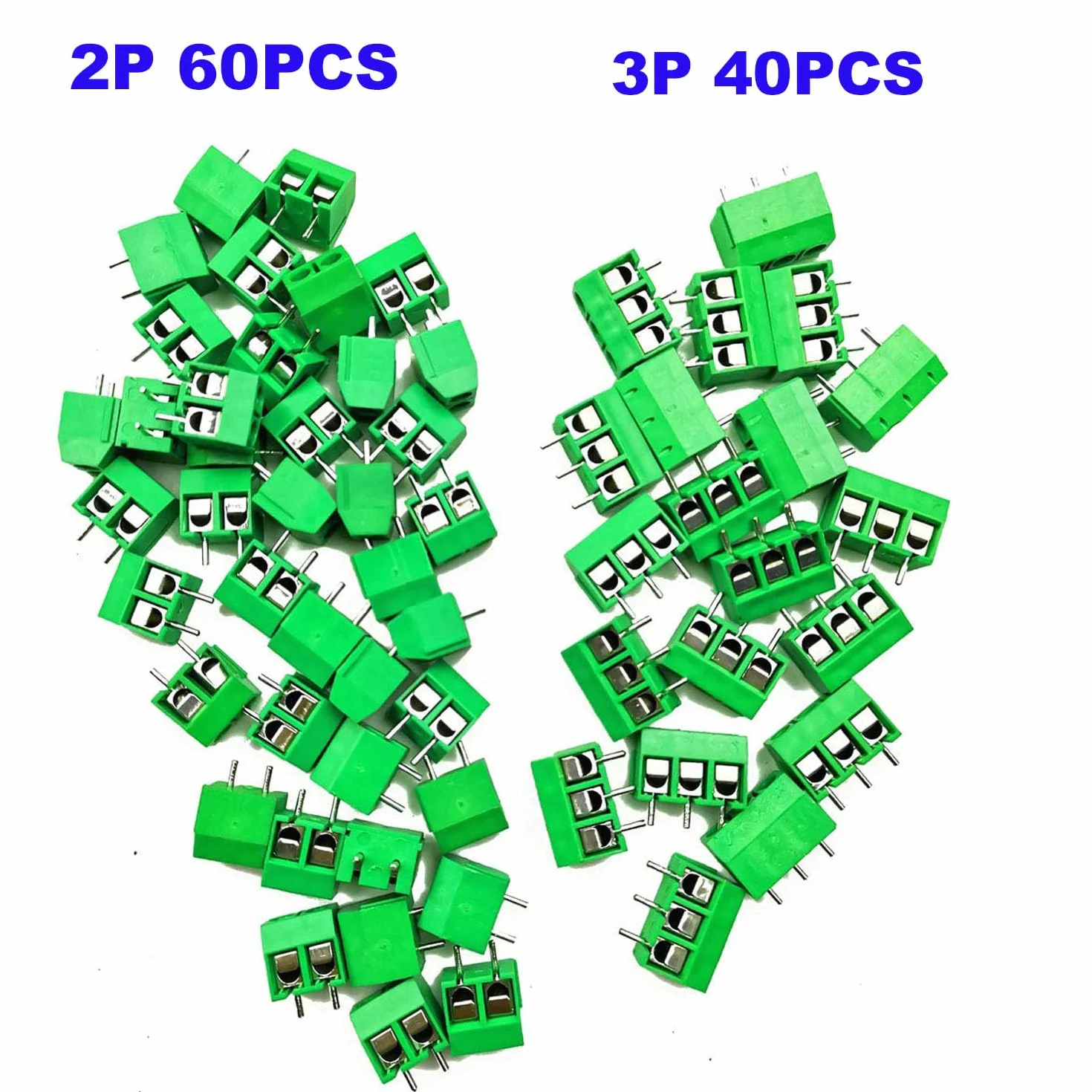 RUNCCI-YUN 80 Stücke 5mm 2 Pin / 3 Pin PCB Mount Screw Terminal Block Schraubklemme Steckverbinder Blau (2 Pin-60, 3 Pin-40)