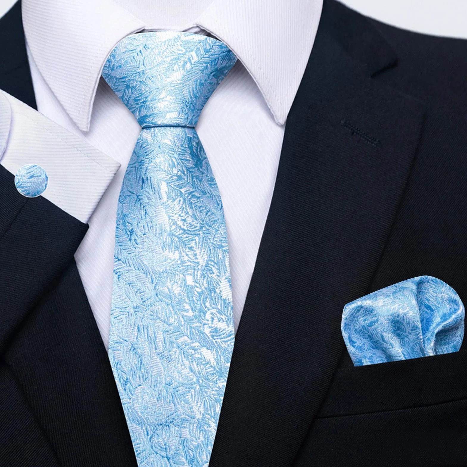 Spinki do mankietów i krawat zestaw jednokolorowe krawaty męskie eleganckie krawaty niebieski krawat na wesele przyjęcie biznesowe biuro prezent
