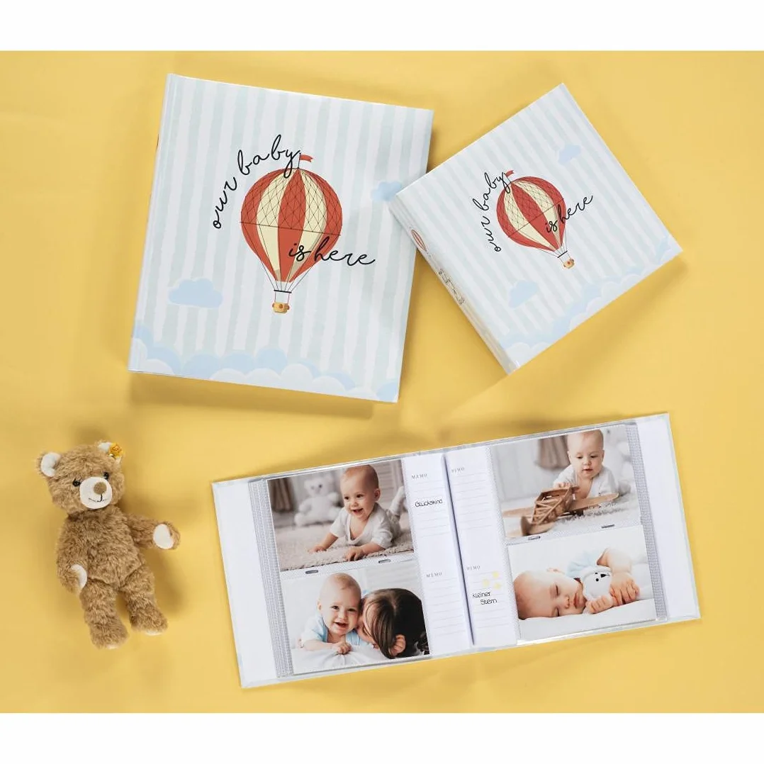 Hama Album fotograficzny Our Baby (na wsuwki, podszywana okładka, 100 stron, maks.200 zdjęć 10x15cm, wymiar albumu 22x22,5 cm, białe kartki, z motywem balonu) kolorowy