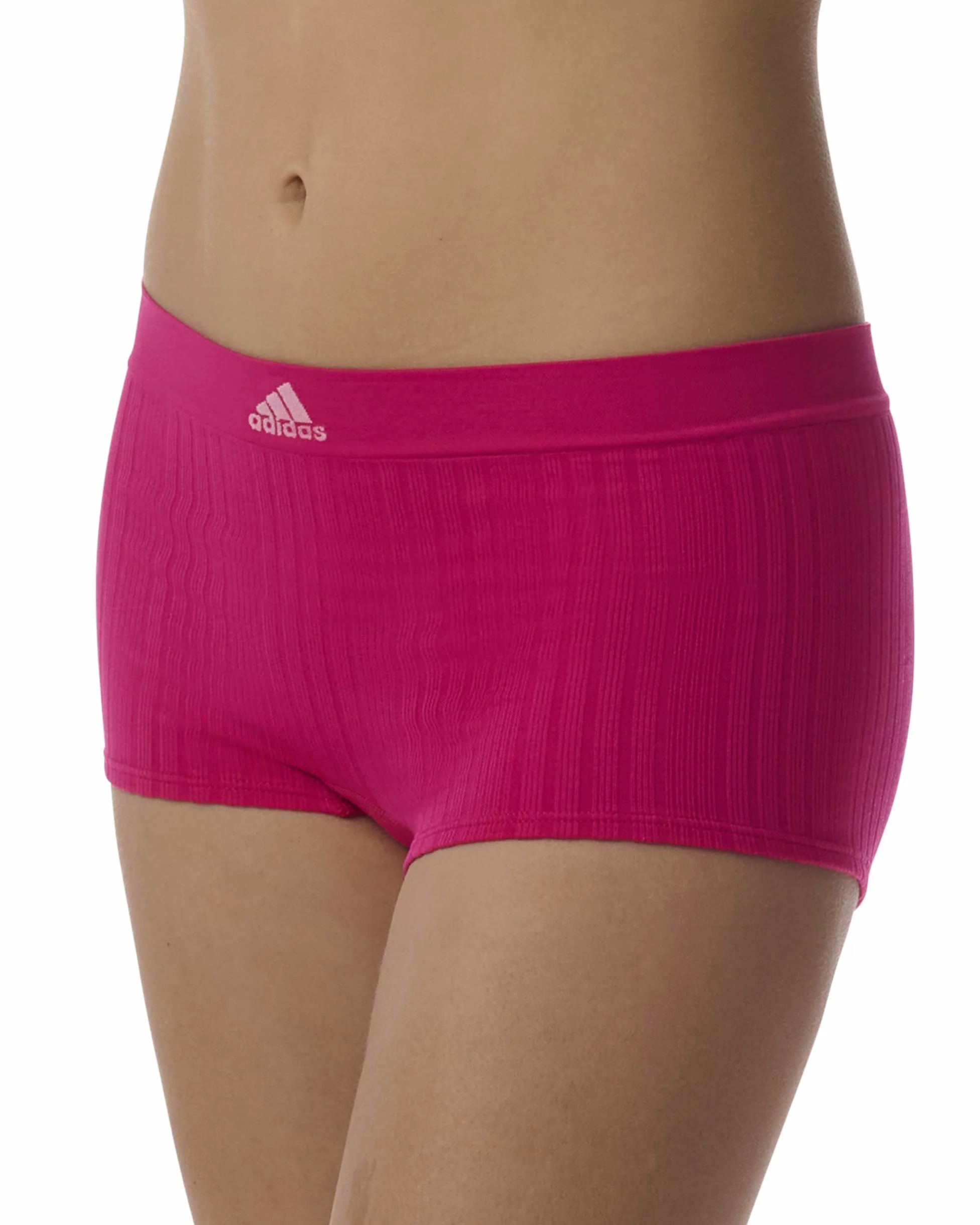 adidas Damskie krótkie majtki chłopięce (6 sztuk), Prawdziwy magenta prążkowany/czarny/brzoskwiniowy bat/świadomy różowy żebrowany/szary wrzosowy/fioletowy cień, XL