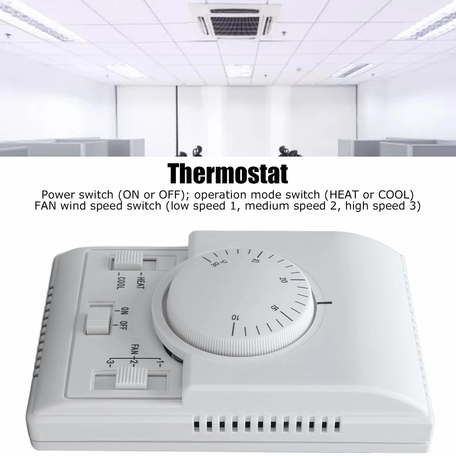 Termostat pokojowy, centralny regulator temperatury, 2-drożny, sterowanie mechaniczne, przełącznik, klimatyzacja, 110-220 V, mechaniczny termostat, kontroler do precyzyjnej kontroli temperatury