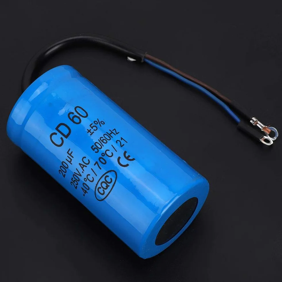 CD60 200uF Uruchom kondensator z przewodem 250VAC 50/60Hz do sprężarki powietrza silnika