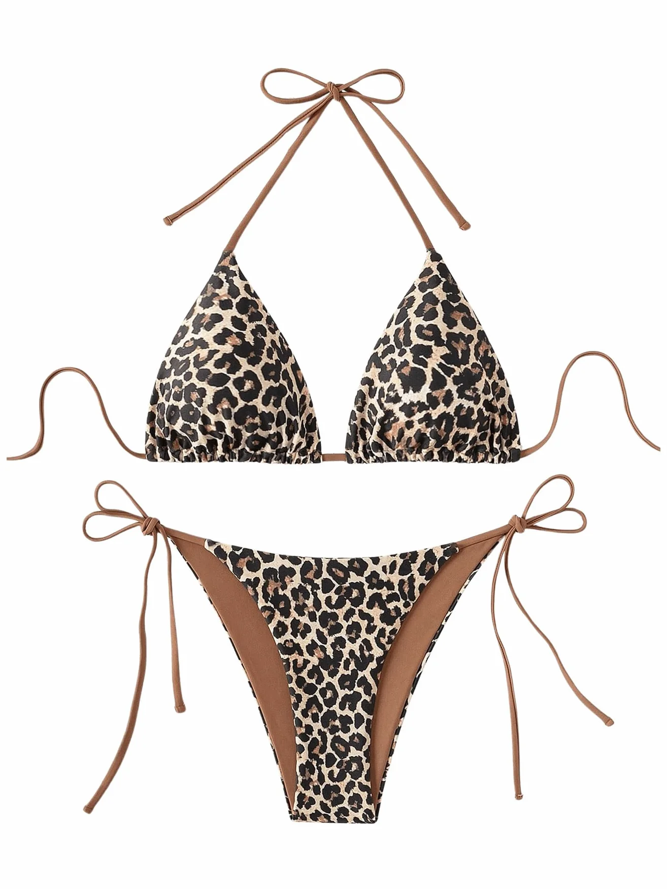 GORGLITTER Zestaw bikini damskie, seksowne stringi trójkątne bikini leo, wiązane na szyi, bikini, lato, plaża, bikini, dwuczęściowy strój kąpielowy, moda kąpielowa