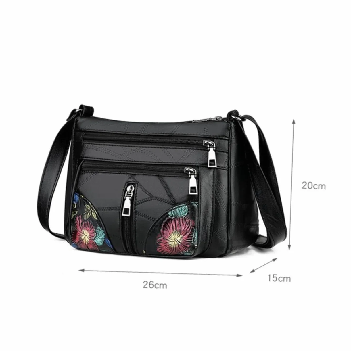 CALLARON Skórzana Torba Na Zewnątrz Damska Torba Na Ramię Modna Torba Typu Crossbody Dla Dziewcząt Kieszenie Na Zamek Błyskawiczny Mini Torby Dla Dziewcząt Czarna