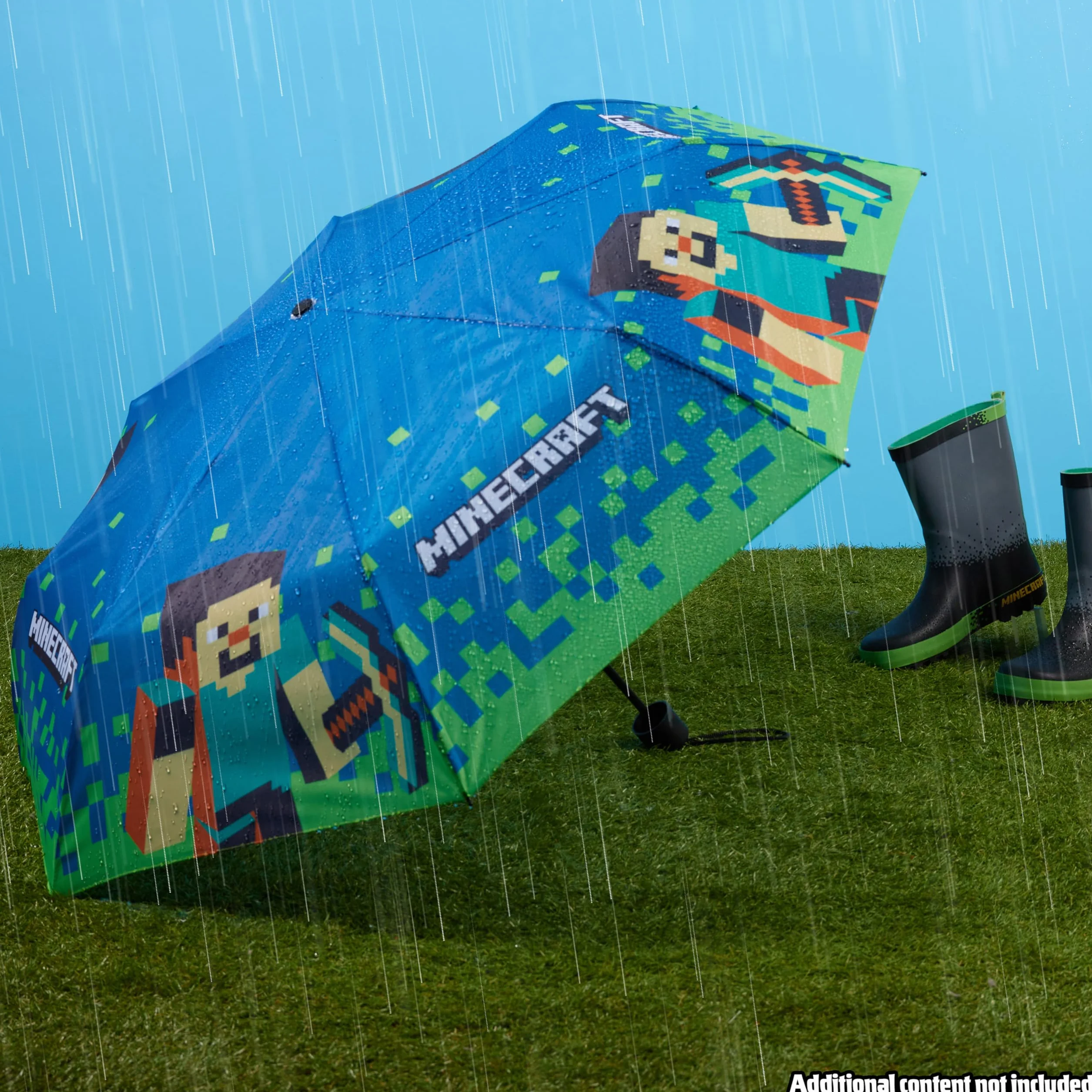 Minecraft Parasol dziecięcy, składana przezroczysta kopuła lub teleskopowy parasol podróżny