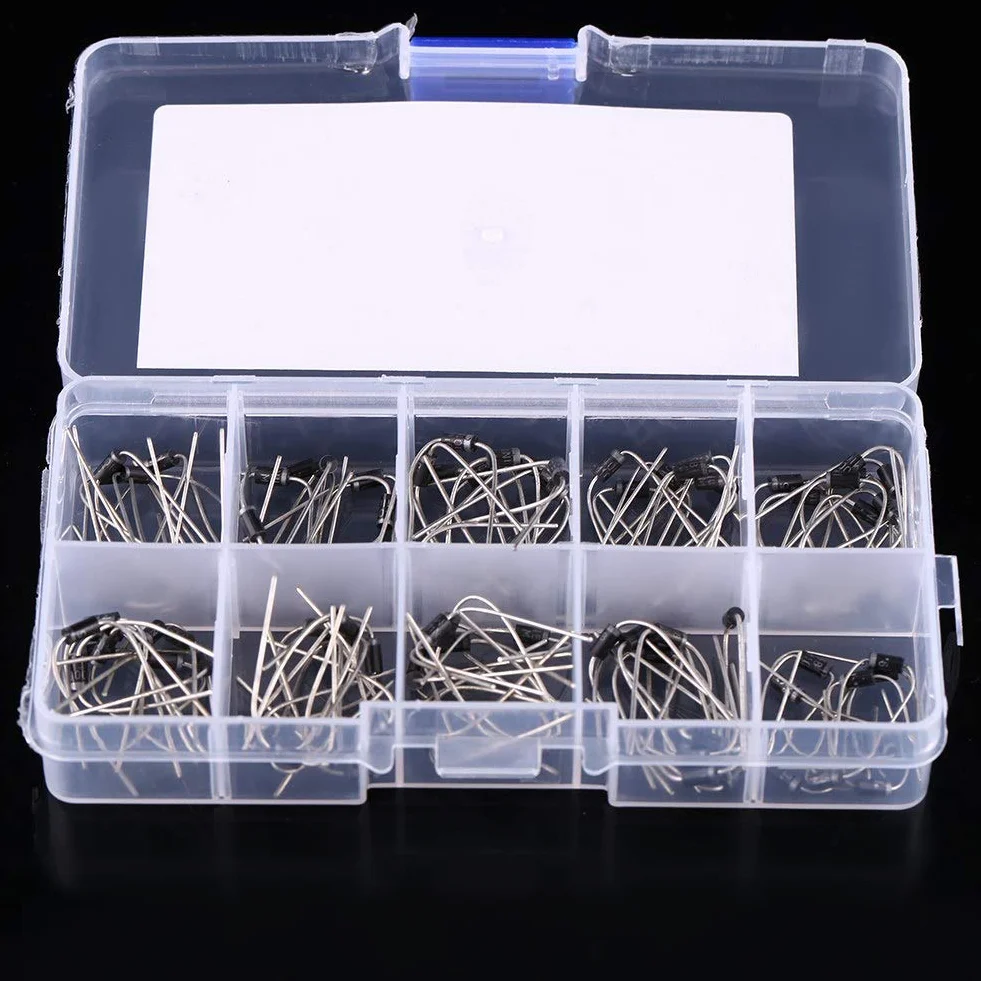 Yosoo Health Gear 10 diod prostowniczych, od 1N4001 do 1N5819 zestaw różnych diod w sumie 100 szt.