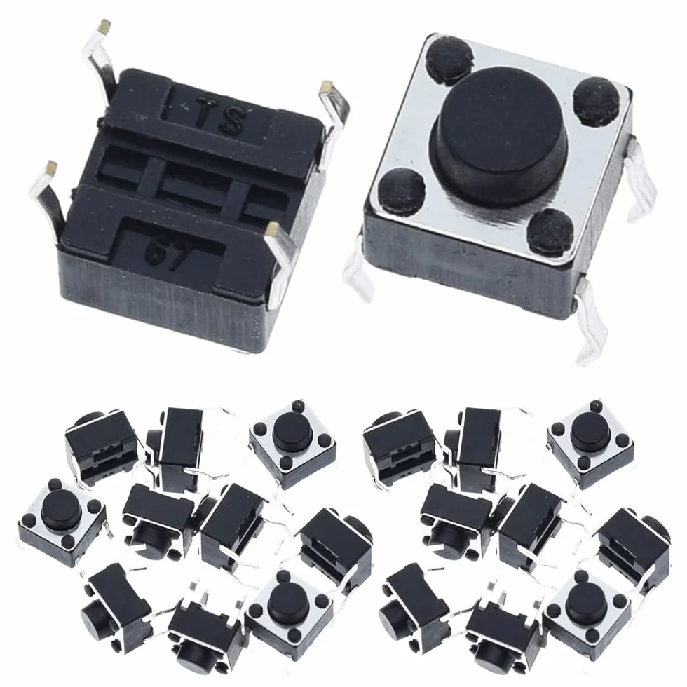 100-Pack 6x6x6 mm miniaturowy tymczasowy dotykowy przełącznik dotykowy przyciskowy przełącznik jakości SPST miniaturowy/mini/mikrofon/mała płytka drukowana