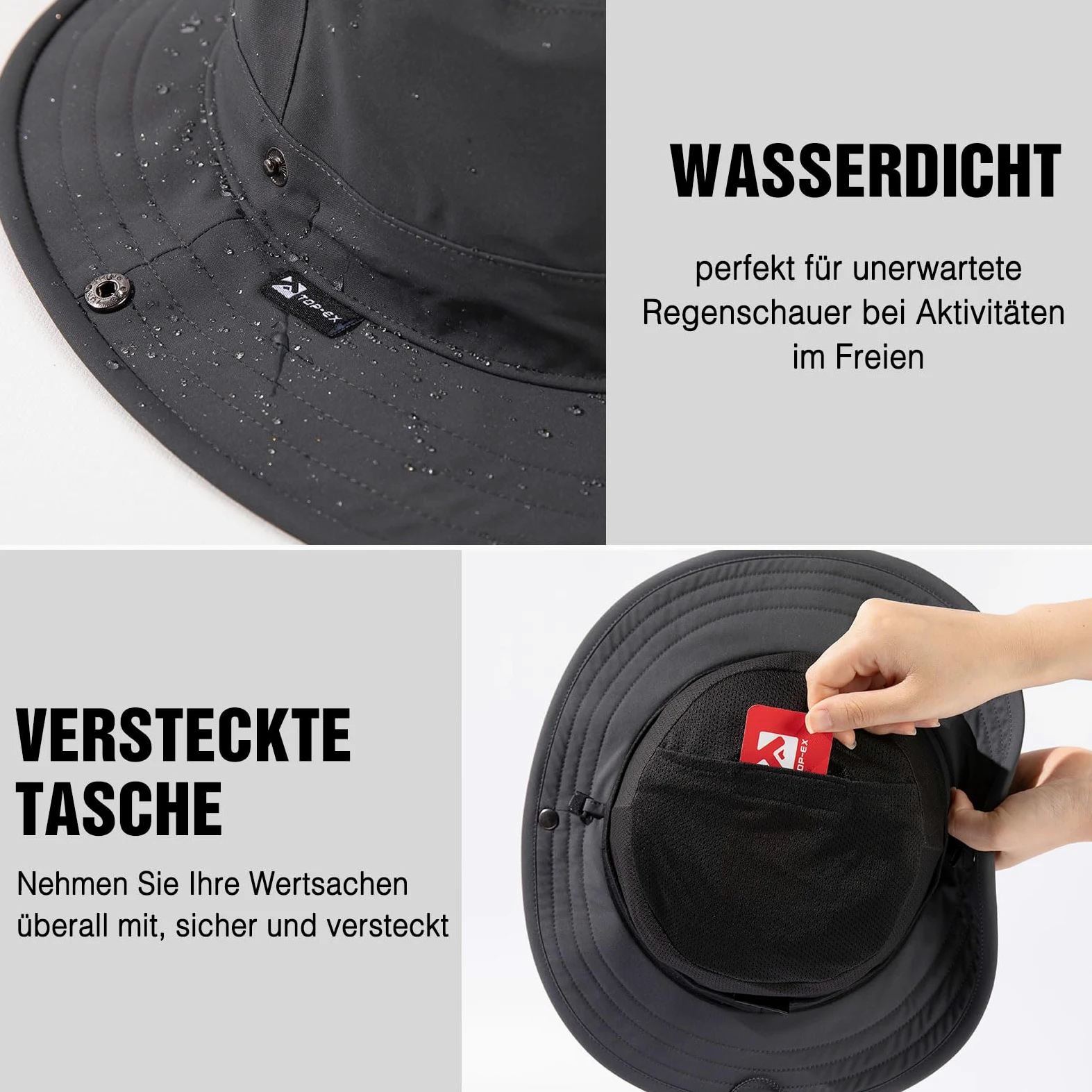 TOP-EX XL/XXL Unisex kapelusz przeciwsłoneczny Bucket Hut wodoszczelny, ochrona przed słońcem, składana