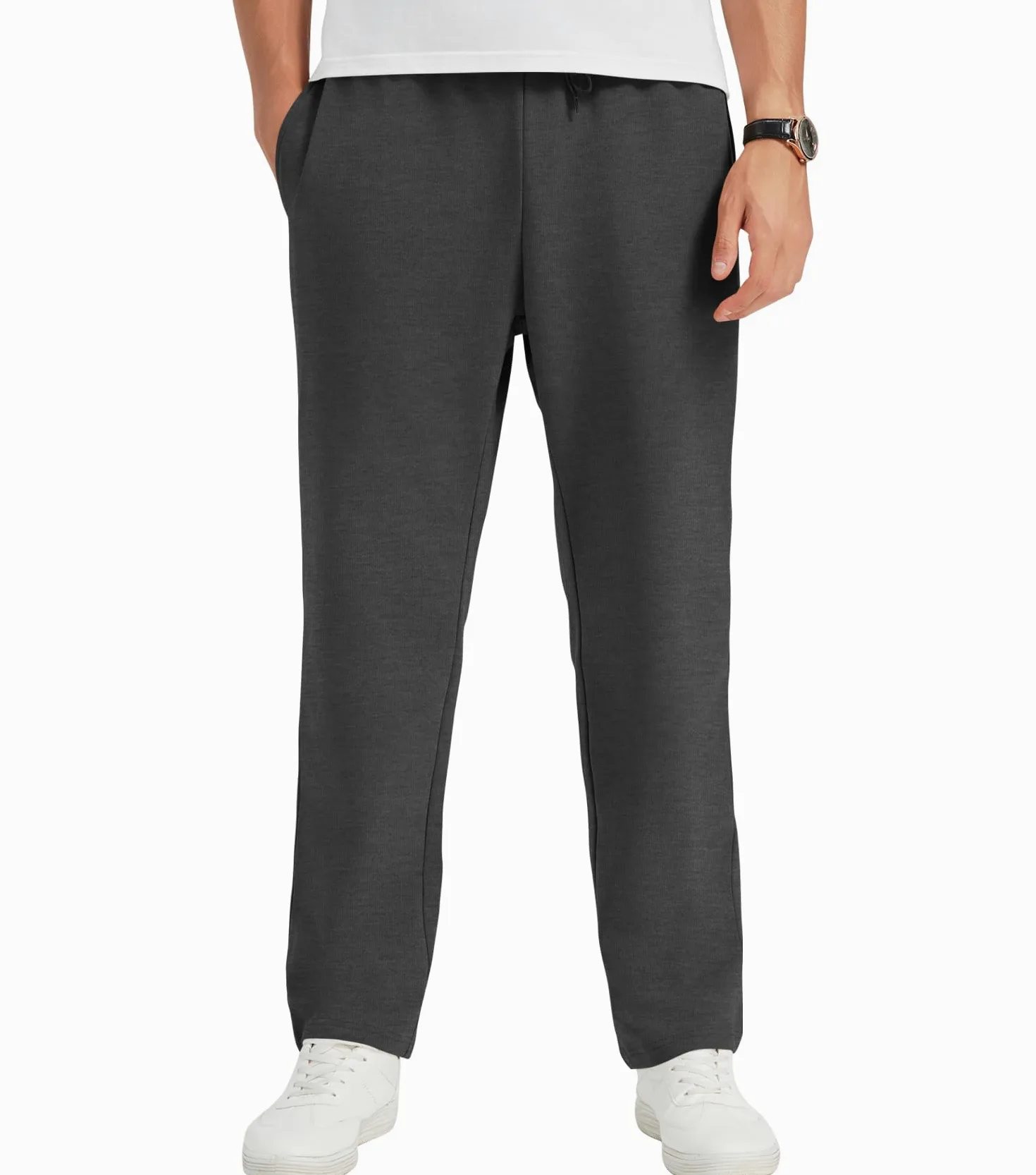 Idtswch 30/32/34/36/38/40 długie spodnie dresowe męskie wysokie spodnie dresowe z otwartym dnem joggery sportowe spodnie do jogi z kieszeniami