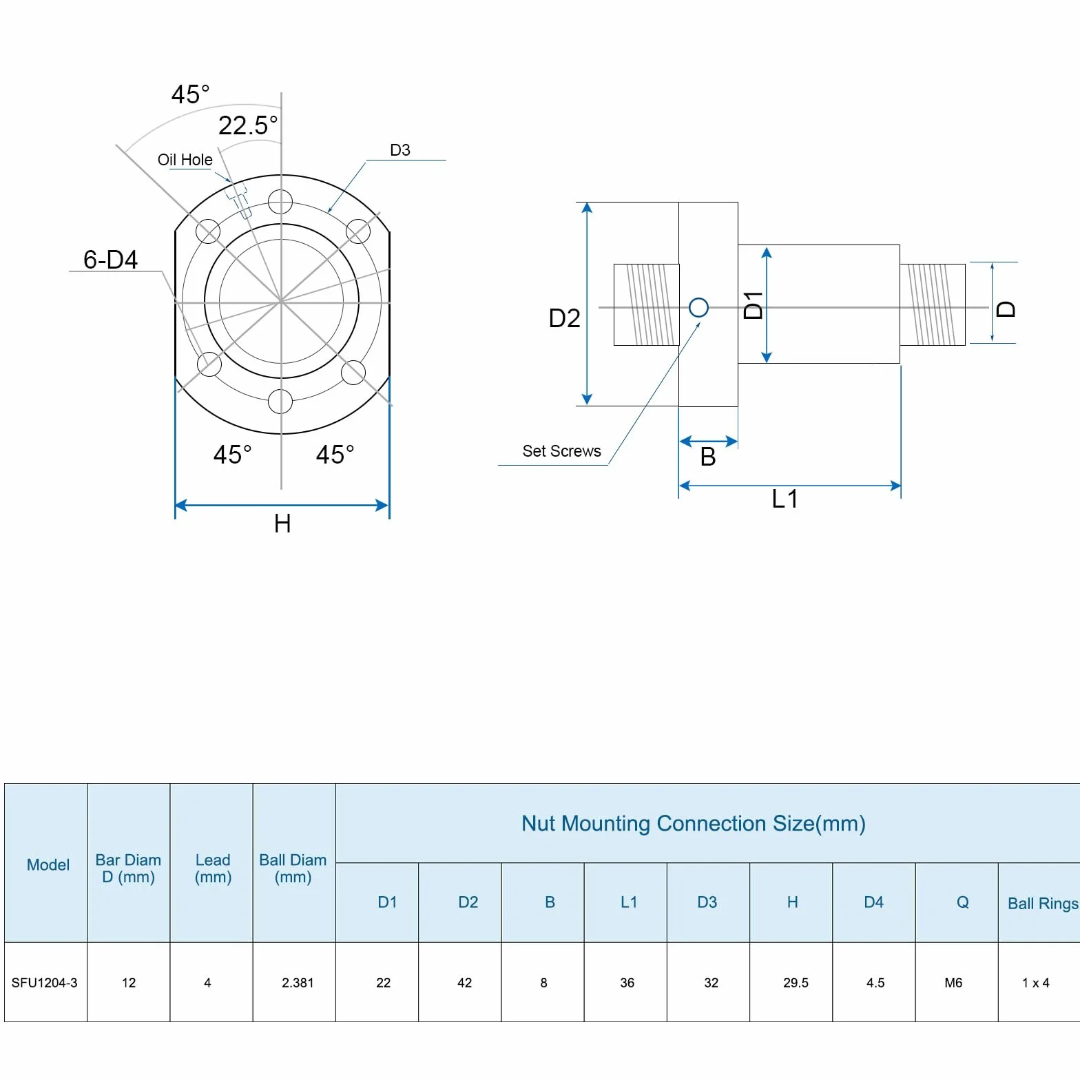 QUARKZMAN BallScrew SFU1204 (średnica 12 mm, nachylenie 4 mm, długość 200 mm) z nakrętką z gwintem kulowym Anti-Backlash, zestaw śrub z gwintem kulowym, standardowe wykończenie części maszyn CNC BK