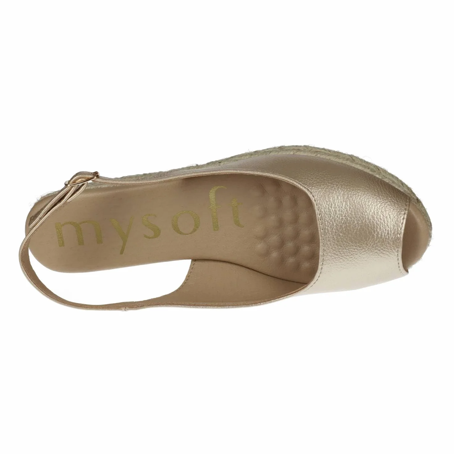 mysoft 25M100 damskie espadryle na koturnie platforma jutowa z otwartym palcem i regulowaną klamrą wygodne i eleganckie espadryle dla kobiet