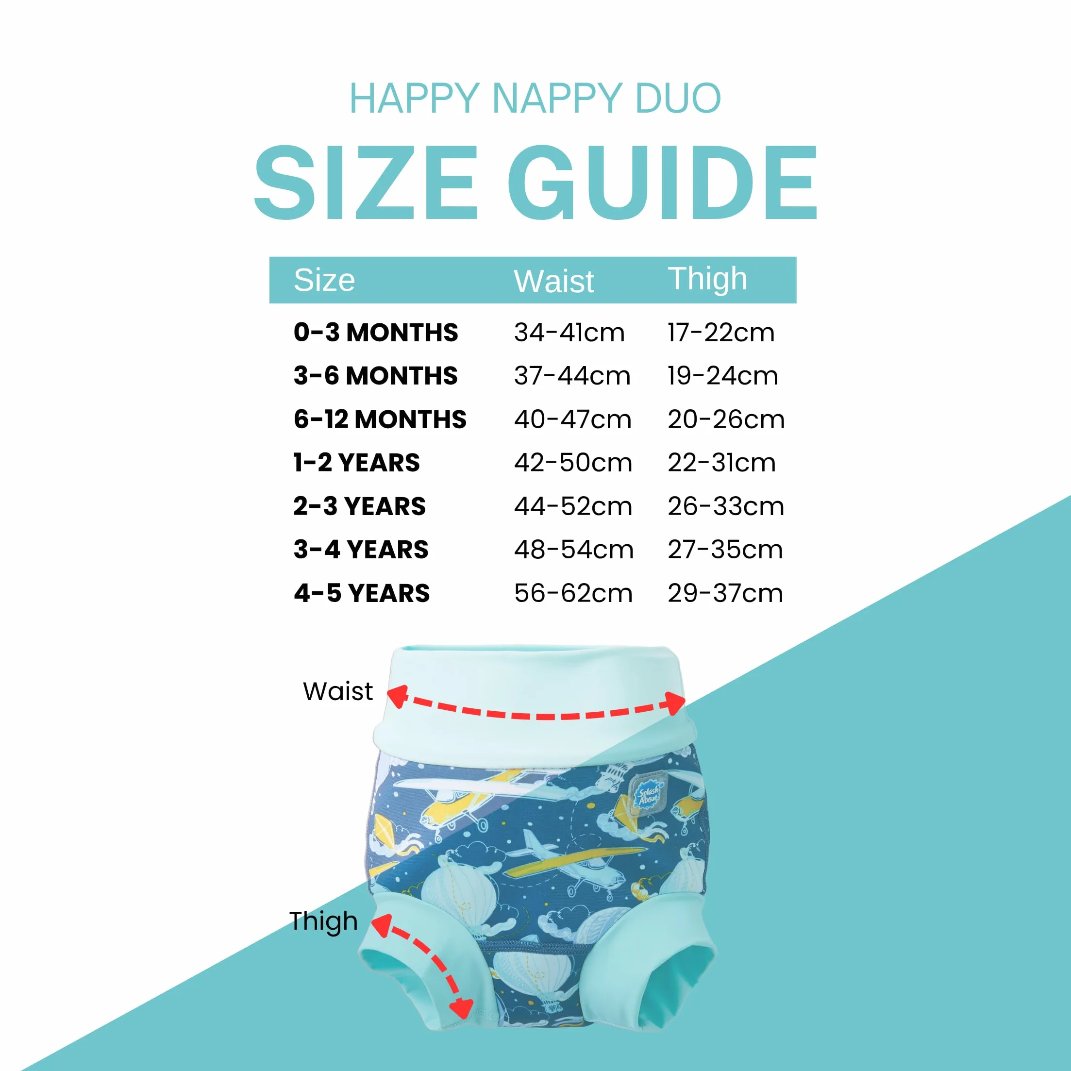 Splash About Happy Nappy Duo Wiederverwendbare Schwimmwindel, Up in the Air, 12-24 miesiące