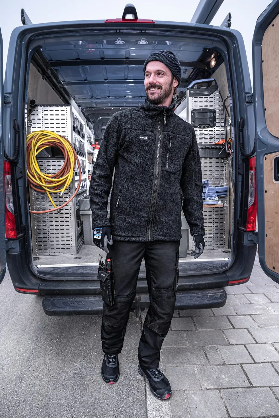 Uvex Echor kurtka polarowa, męska kurtka robocza, kurtka outdoorowa z polarem Sherpa