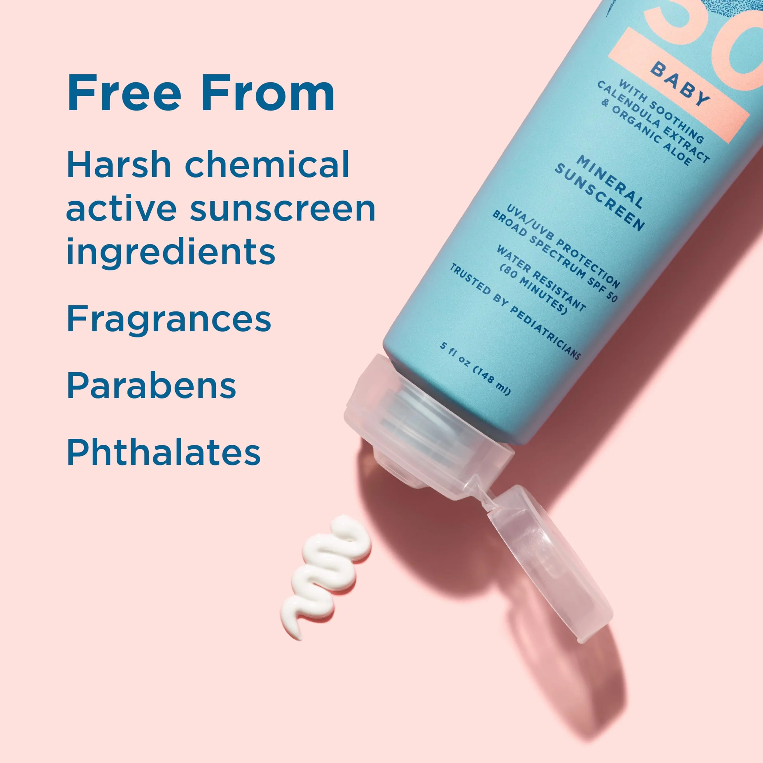 BLUE LIZARD Baby Mineral Sunscreen - No Chemical Actives - SPF 50+ UVA/UVB Protection, 5 Ounce Tube