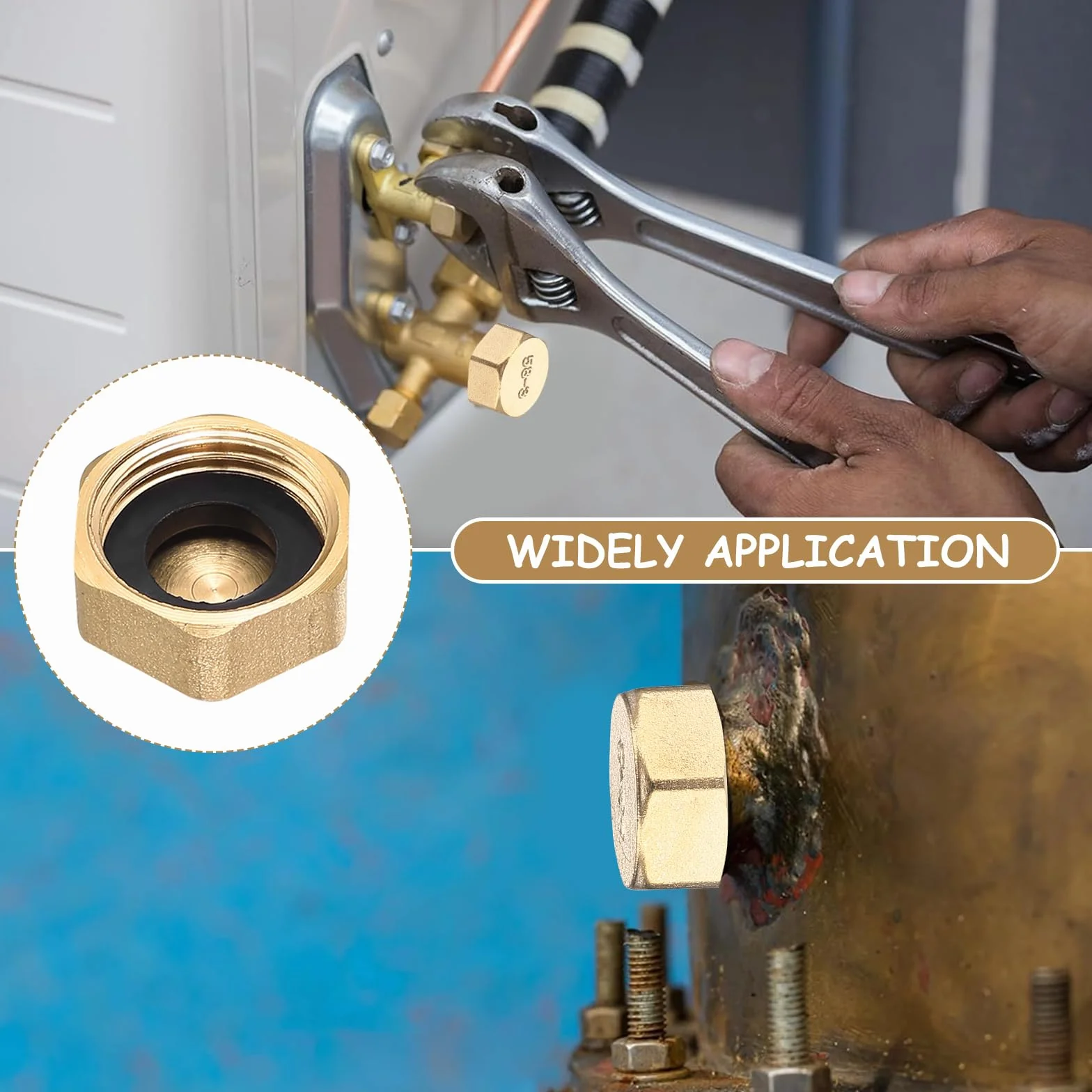 6 szt zaślepka 3/8 cala mosiężna nakrętka końcowa z gwintem wewnętrznym G3/8 Ø15 mm sześciokątny korek do węża zaślepki rur instalacja wodna ogród
