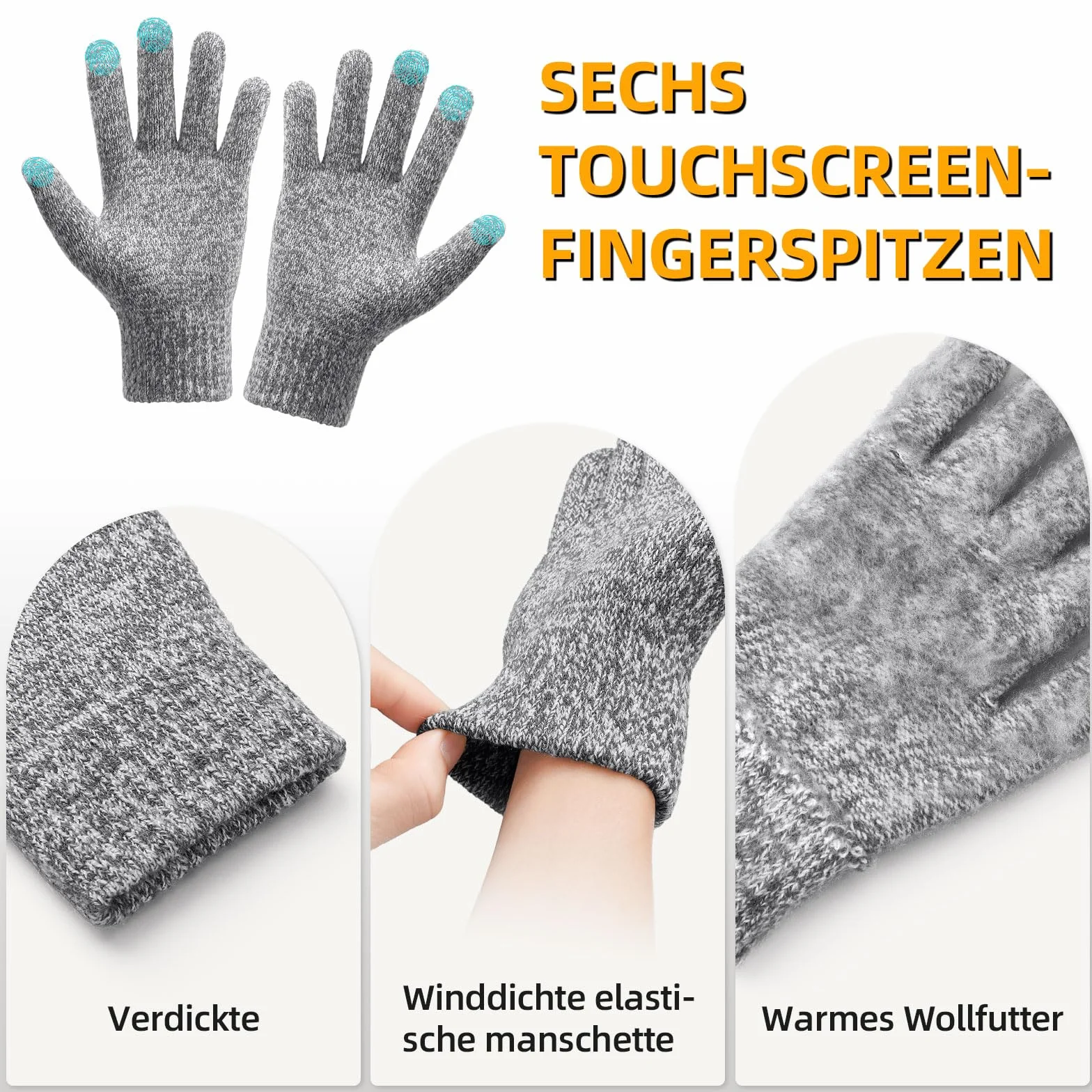 OZERO Unisex szalik czapka rękawiczki zestaw 3 szt. – akcesoria zimowe miękka wełna – wiatroszczelne i ogrzewające – rękawiczki do obsługi ekranu dotykowego – prezent dla mężczyzn/par/rodziny