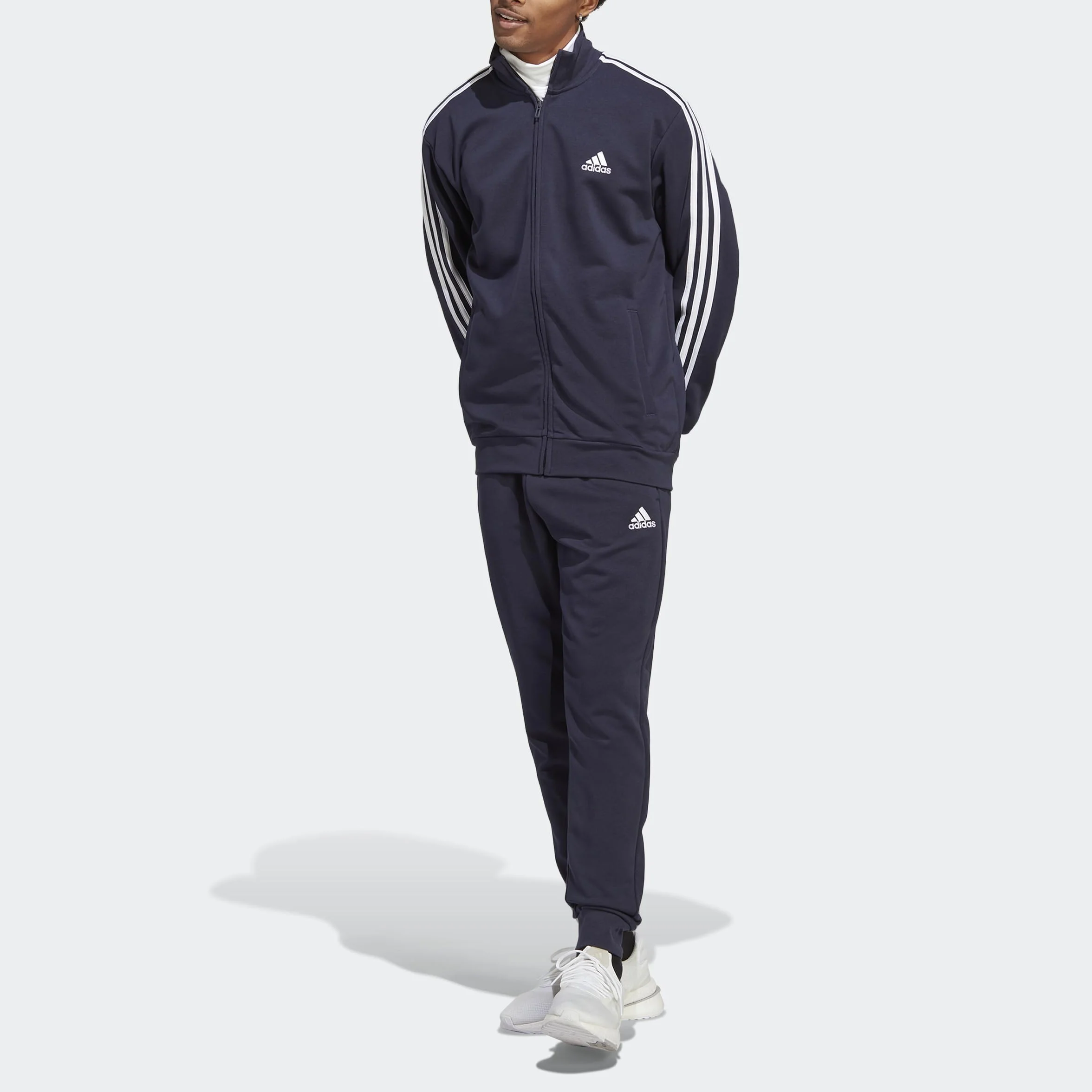 adidas Mężczyźni Basic 3-Stripes French Terry Track Suit, Legend Ink, M