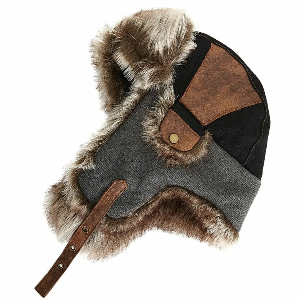 Fancet Unisex zimowe czapki dla mężczyzn kobiet sztuczne futro nauszniki polowanie strzelanie czapka ciepła ushanka rosyjskie żołnierze łapacz bomberka na zewnątrz narty moda czarna XL