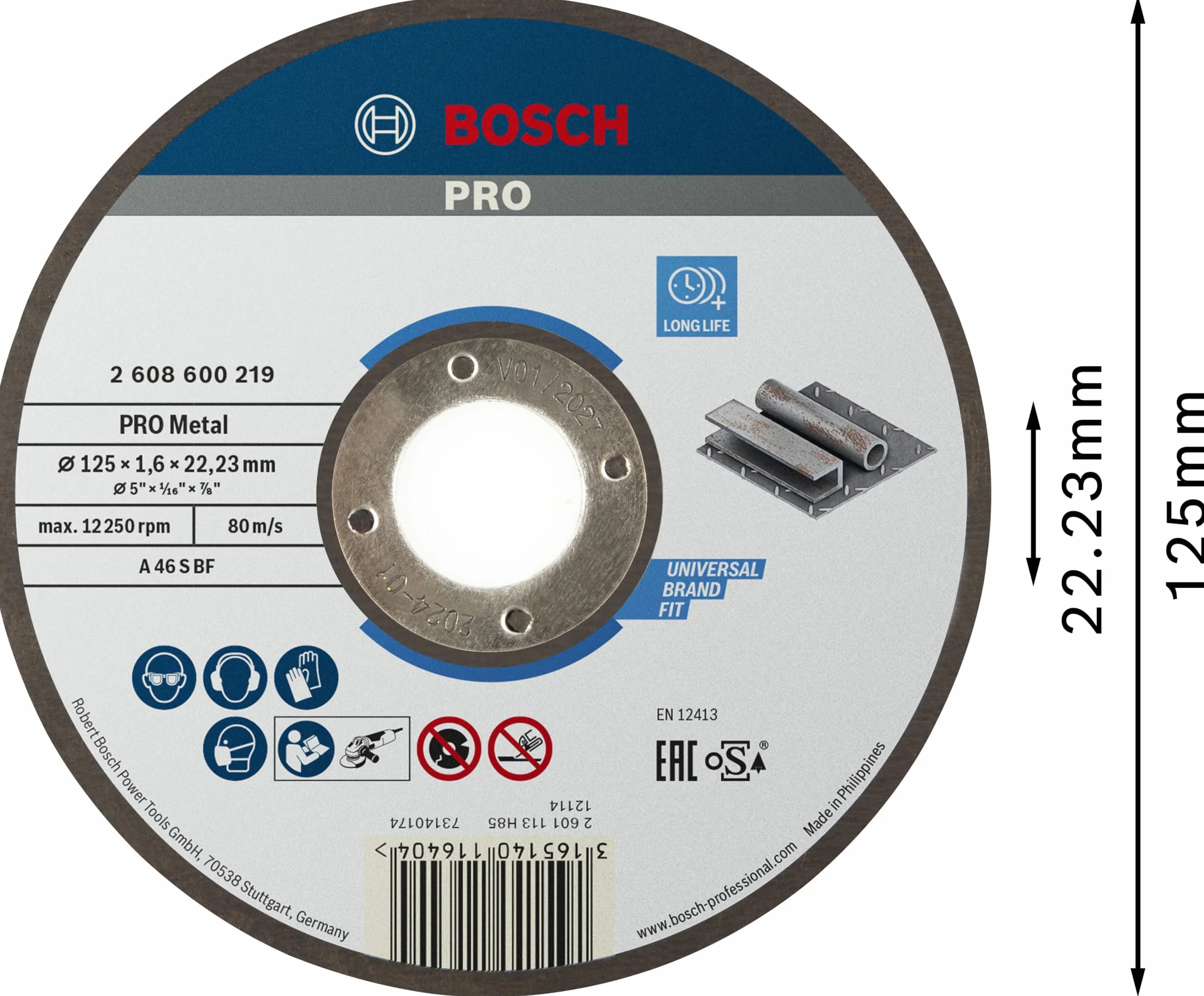 Bosch Accessories Tarcza do Szlifowania, Szary, 125 mm