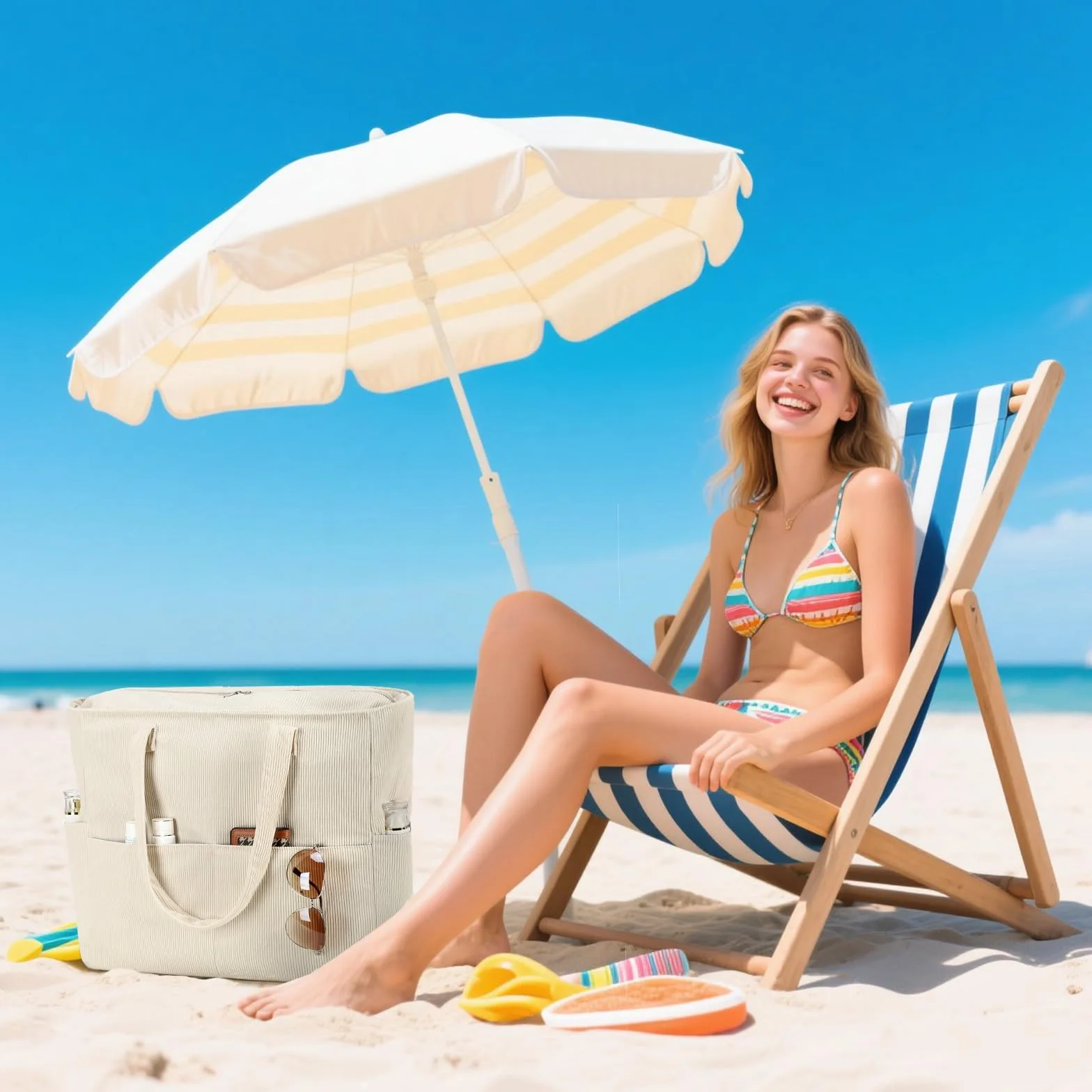 LEDAOU Duża torba plażowa z zamkiem błyskawicznym, wodoodporna torba na ramię damska, torba Shopper, piaskoochronna z zamkiem błyskawicznym, torba na basen, fitness, podróż, rodzinna, Large