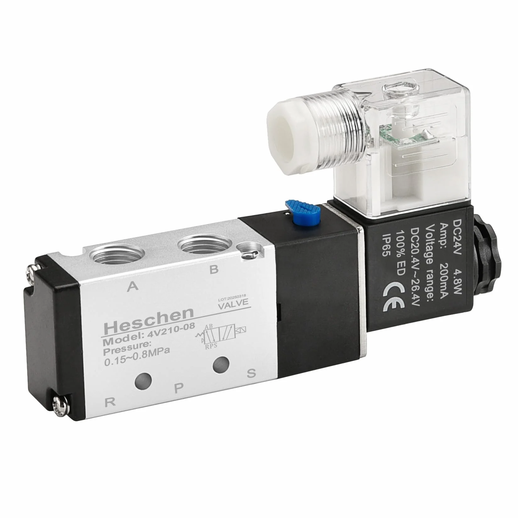 Heschen elektryczny pneumatyczny zawór elektromagnetyczny 4V210-08 DC 24 V PT 1/4 5-drożny 2 pozycje