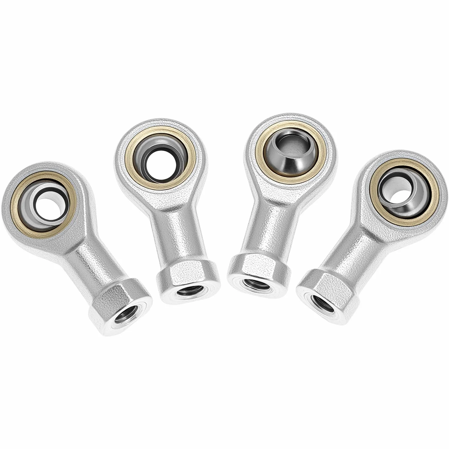 QWORK® 4 sztuki 6mm łożysko przegubu, łożysko przegubu M6 x 1,0, metryczny gwint wewnętrzny, gwint prawoskrętny, samosmarujące do sferycznych końcówek drążka przesuwnego