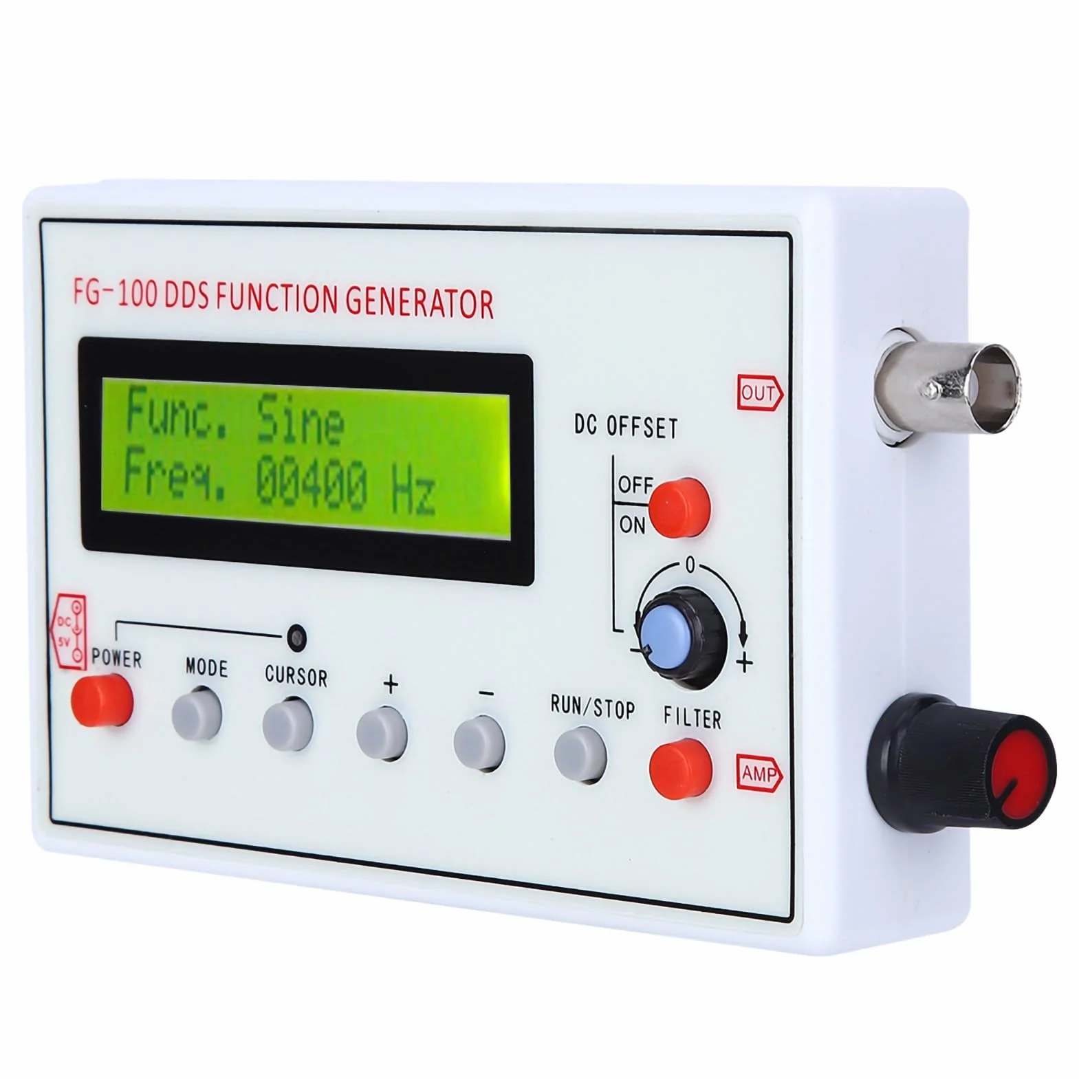 Generator Funkcji DDS, Sinusoida o Wysokiej Precyzji z Filtrem, 1 Hz–500 KHz, Licznik źródła Sygnału z Adapterem DC 5 V, do Kalibracji Oscyloskopu