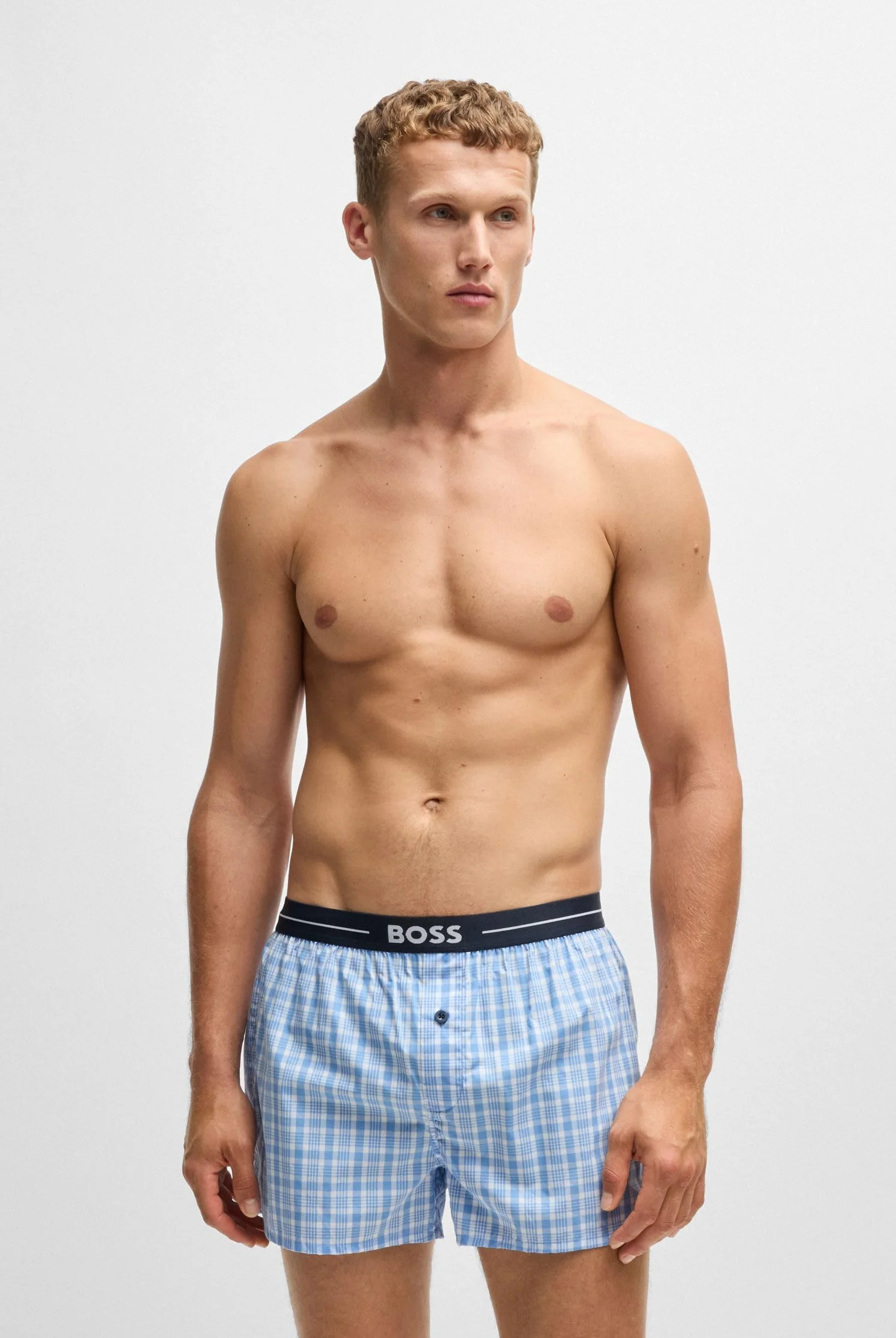 BOSS Męskie spodnie piżamowe 2P Boxer Shorts EW, New - Open Blue471, XL
