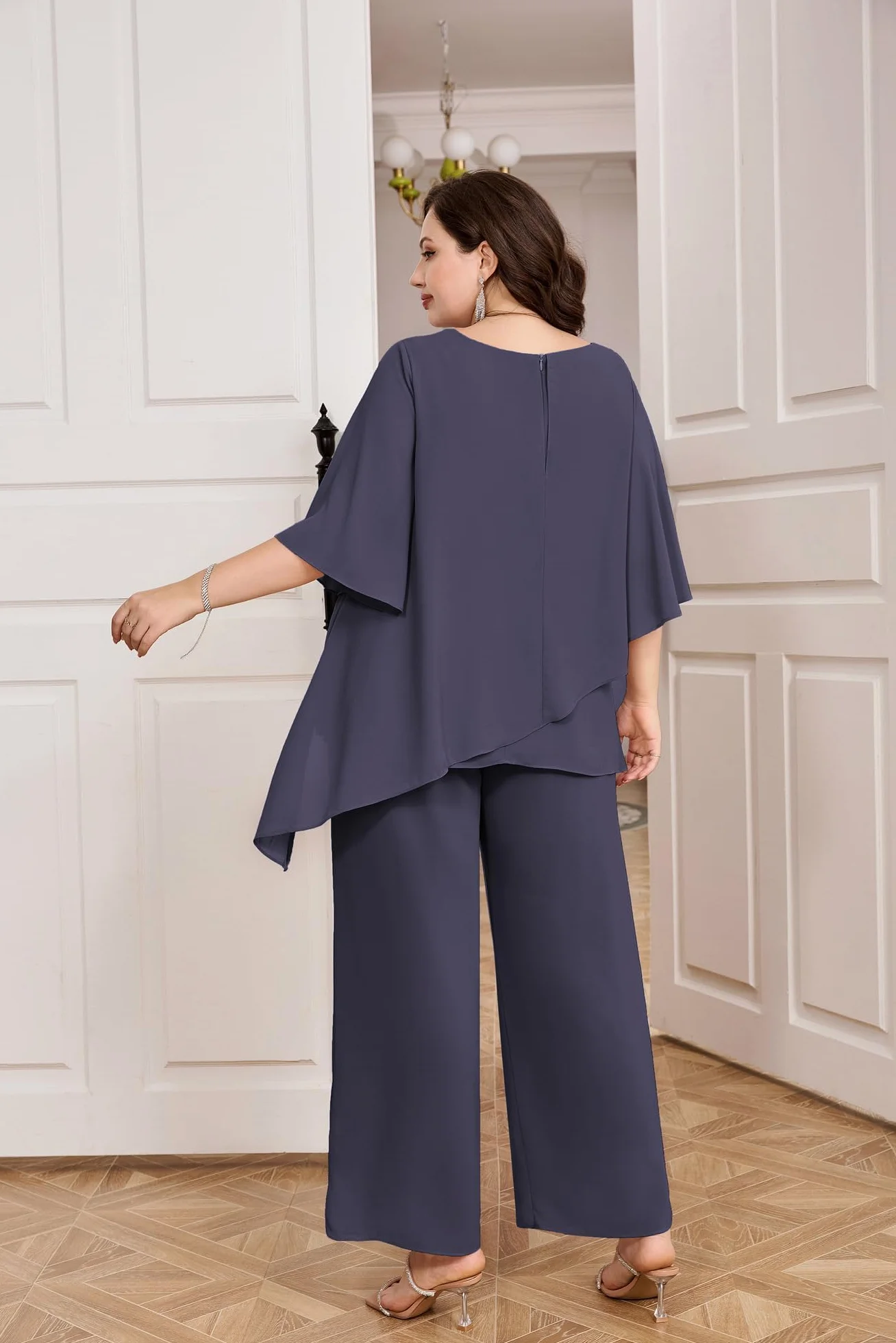 Hanna Nikole Damskie eleganckie zestawy garniturów wieczorowych plus size 2-częściowy