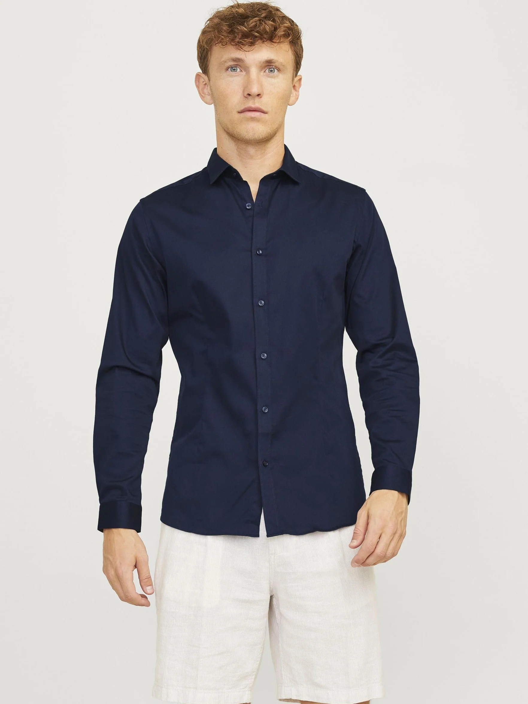 JACK & JONES Koszula męska Super Slim Fit, Niebieski (Navy Blazer), S
