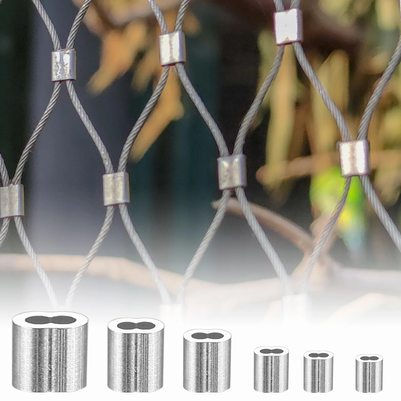 300 Zaciski linowe, Zaciski z obejmą z aluminium, Pętle zaciskowe, Zaciski prasowe, Podwójne tuleje do lin kablowych dla linki gumowej i ekspandera, M1.2/M1.5/M2/M2.5/M3/M4