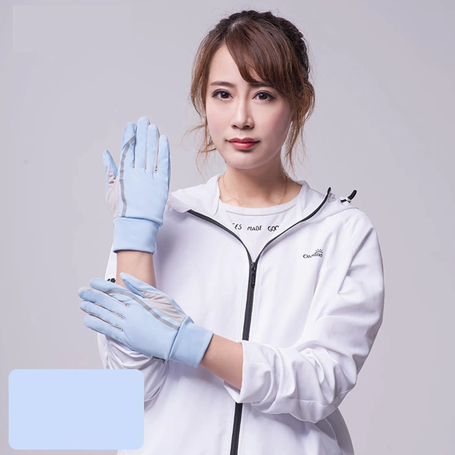 Rękawice ochronne Rękawice ochronne UV UPW50 + antypoślizgowe rękawice jeździeckie (Color : Blue+gray, Size : L)