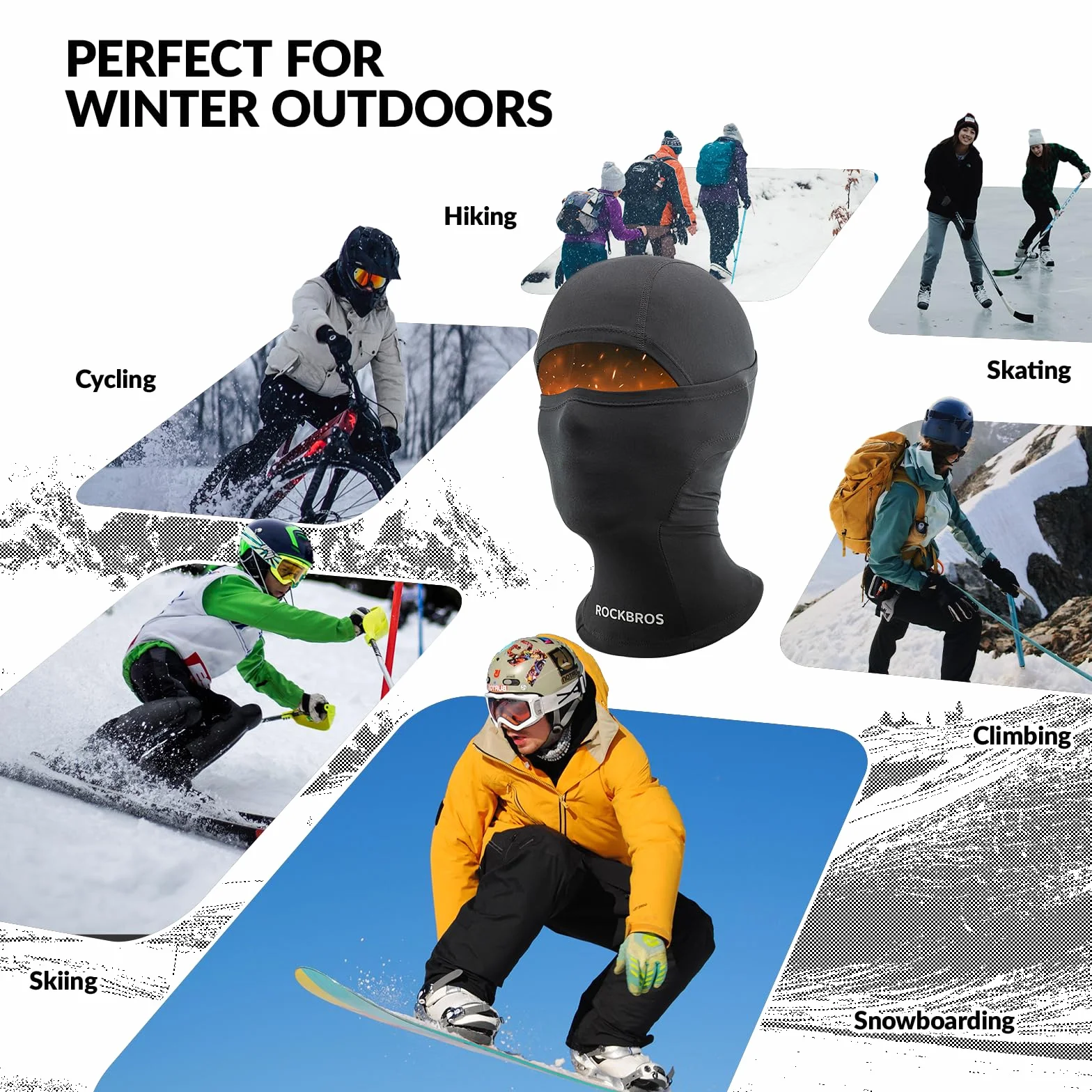 ROCKBROS Kominiarka Dziecięca Termiczna Maska Zimowa Narciarska dla Dziewczynek Chłopców Sporty Outdoorowe