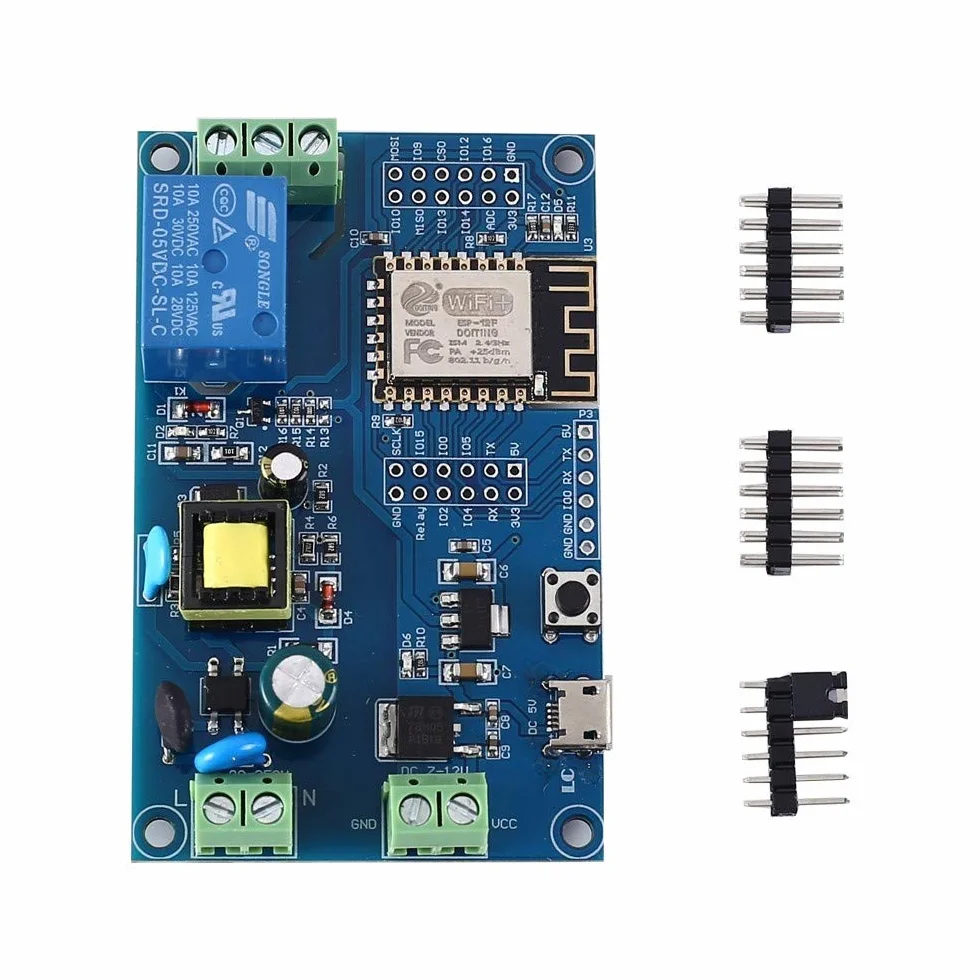 Moduł przekaźnika WiFi, AC 220 V DC 12 V DC, moduł przełączający przekaźnik WiFi, samoblokujący, pilot ESP-12F, moduł przekaźnika Smart Home ESP8266
