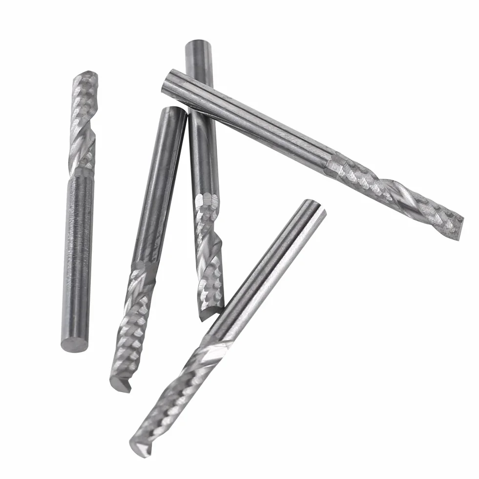 5 Sztuk 1/8 Shank Pojedynczy Rowek Frez Trzpieniowy Frez CNC Bit Narzędzie z Węglika Wolframu do Akrylu, Pcv, MDF, Cięcia Drewna