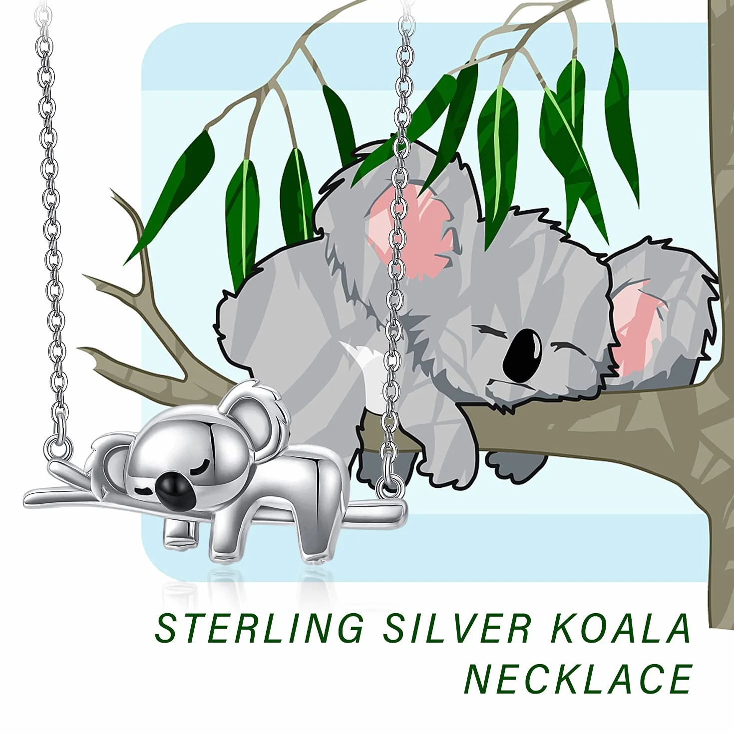 Koala łańcuszek ze srebra 925 z wisiorkiem w kształcie misia koala