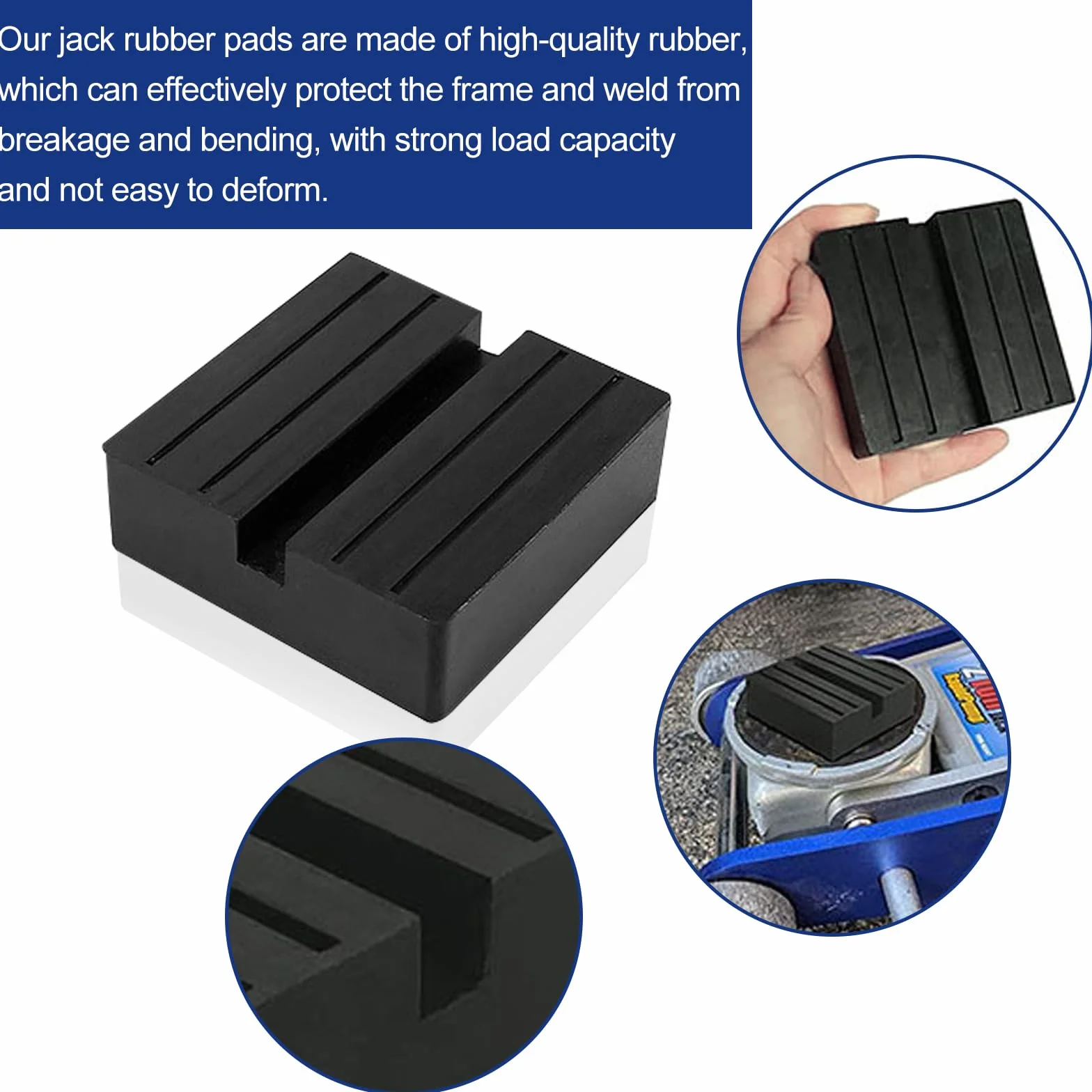 2 sztuki gumowe nakładki do lewarka samochodowego, gumowe klocki 75 mm adapter do lewarka, gumowe bloki, uniwersalne nakładki do podnośnika, gumowe nakładki dźwigowe, części samochodowe, tłumienie