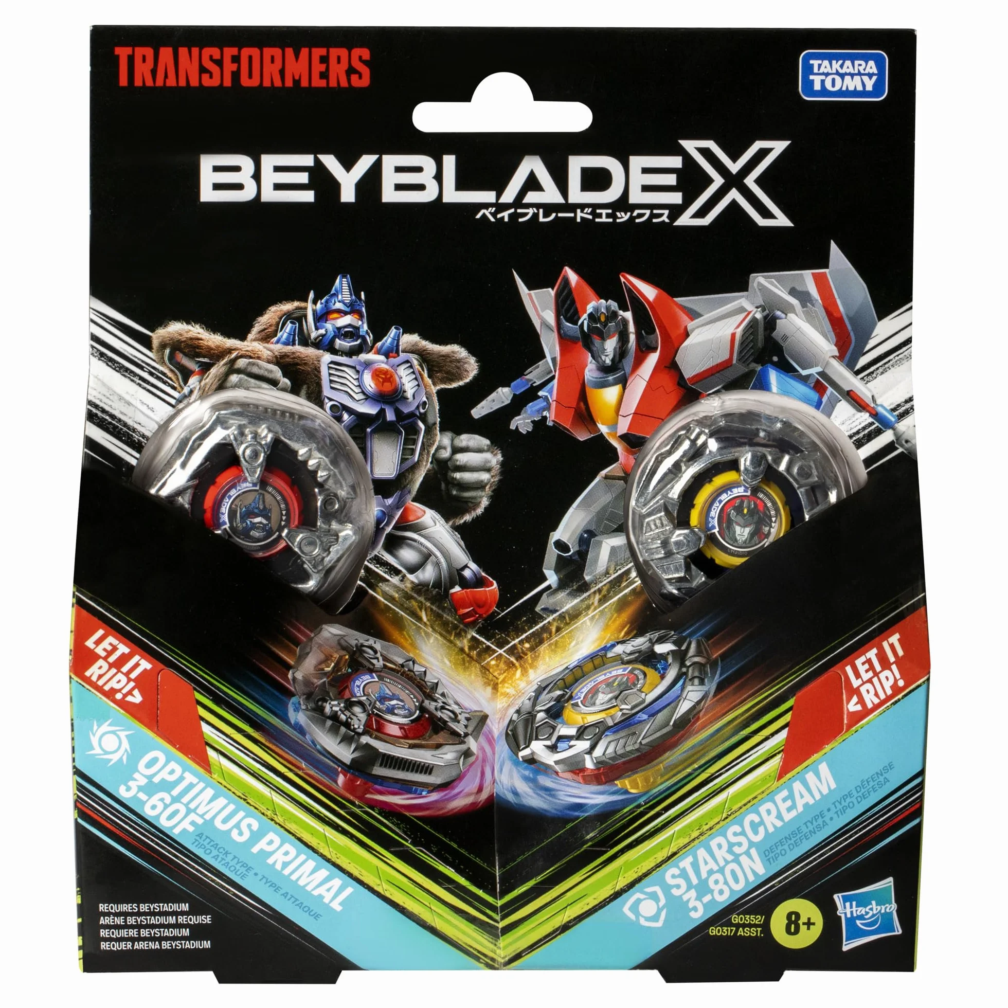 Wielopak Beyblade X Transformers Collab Optimus Primal 3-60F kontra Starscream 3-80N