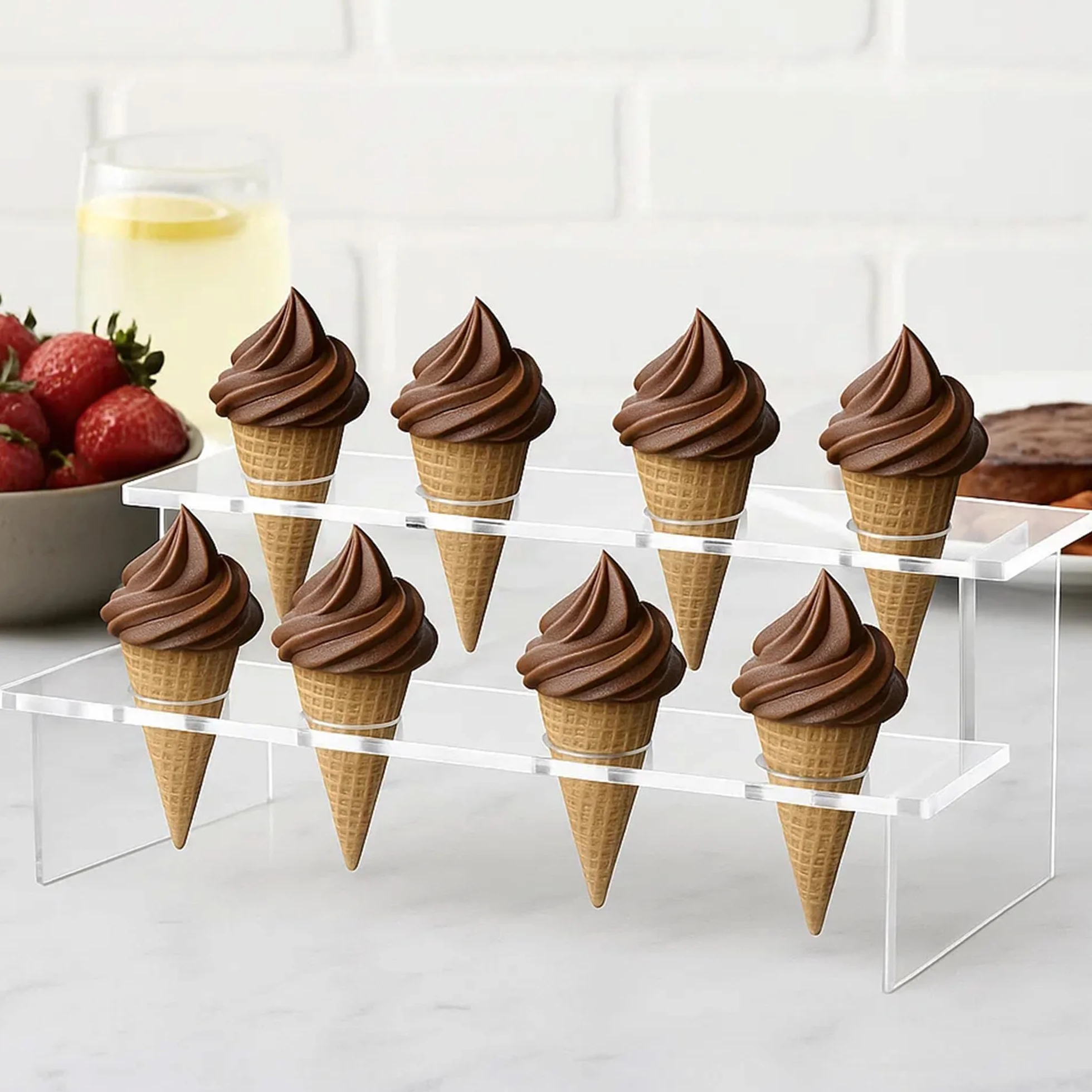 Akrylowy Stoisk Na Lody, 8-Otworowy, Wykonany z Materiału Akrylowego, Przezroczysty i Przezroczysty, Nadaje Się Do Ślubów, Przyjęć Urodzinowych, Kawiarni, Sklepów z Deserami (prostokątny)
